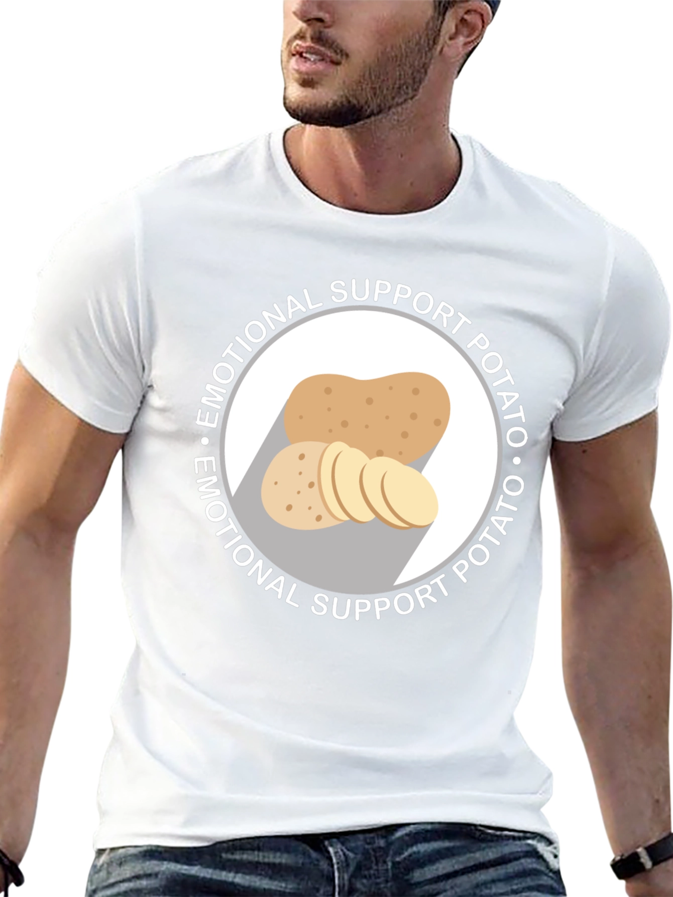 Black Emotional Support Potato Graphic T-Shirt view 13
