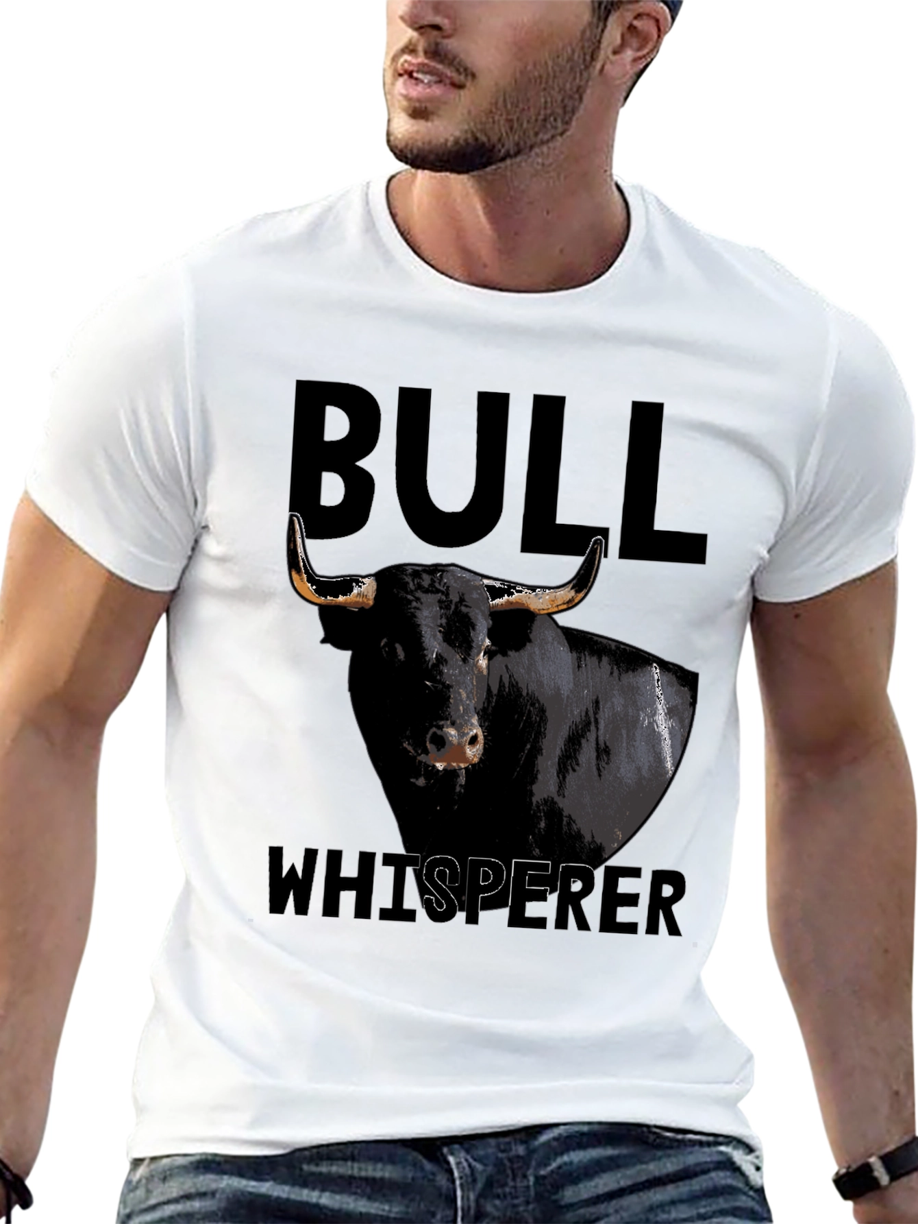Black Bull Whisperer Graphic Tee - Black Cotton T-Shirt view 13