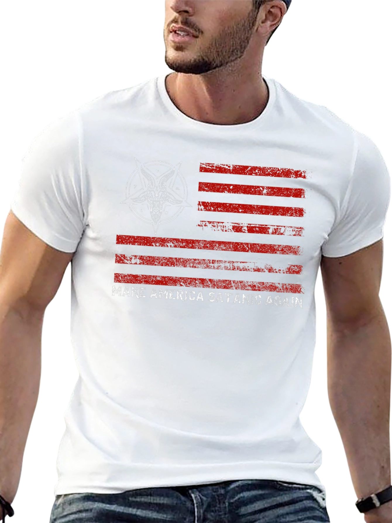 Black Make America Satanic Again Graphic Tee view 13