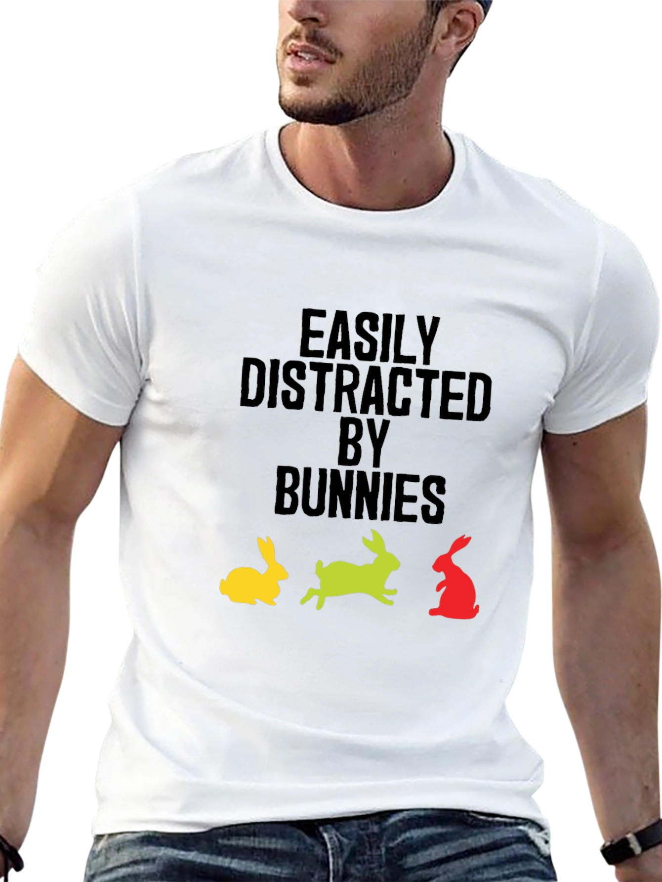 Black Easily Distracted By Bunnies Graphic T-Shirt view 13