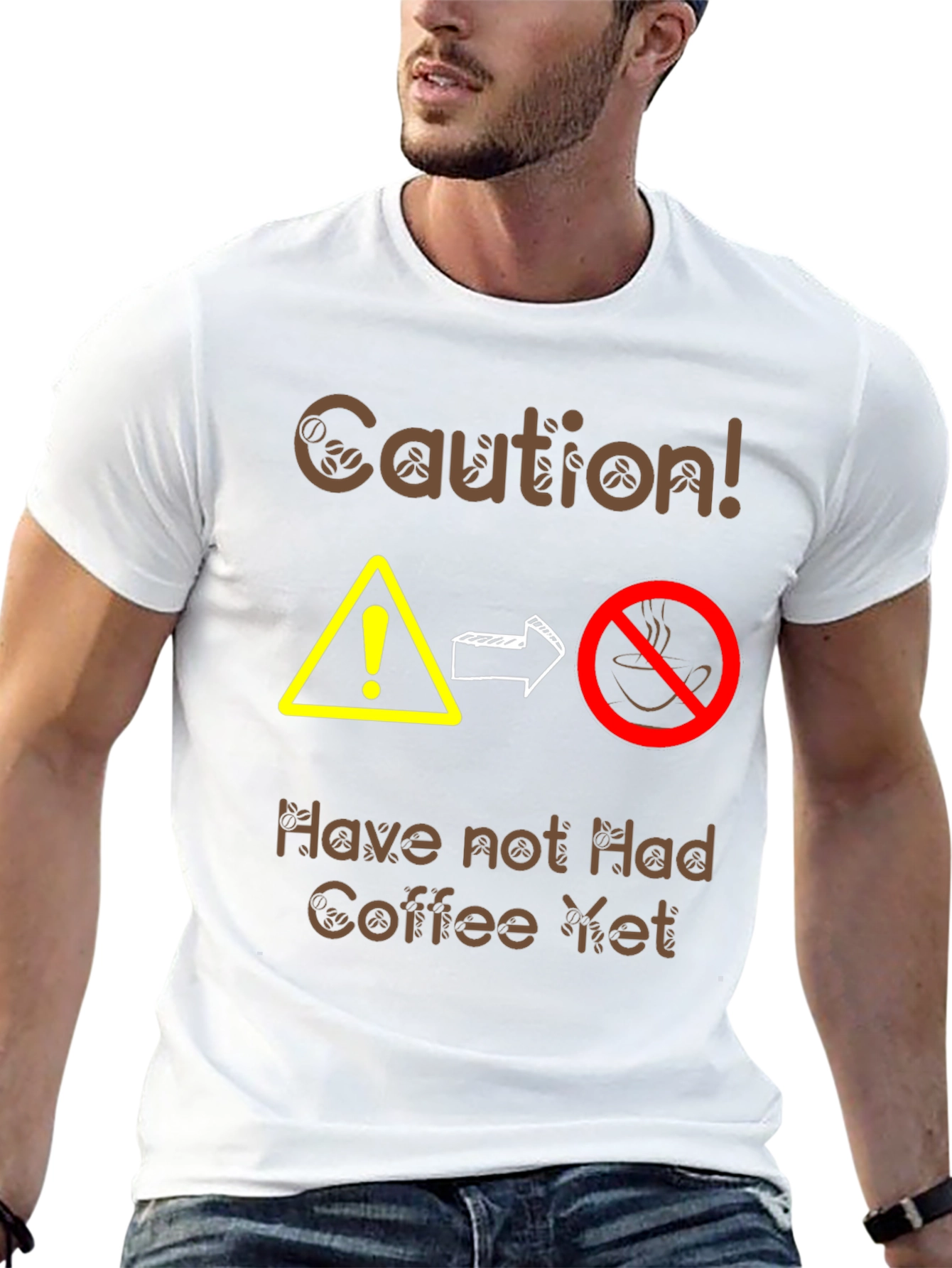 Black Caution Coffee T-Shirt - Funny Caffeine Warning Tee view 13