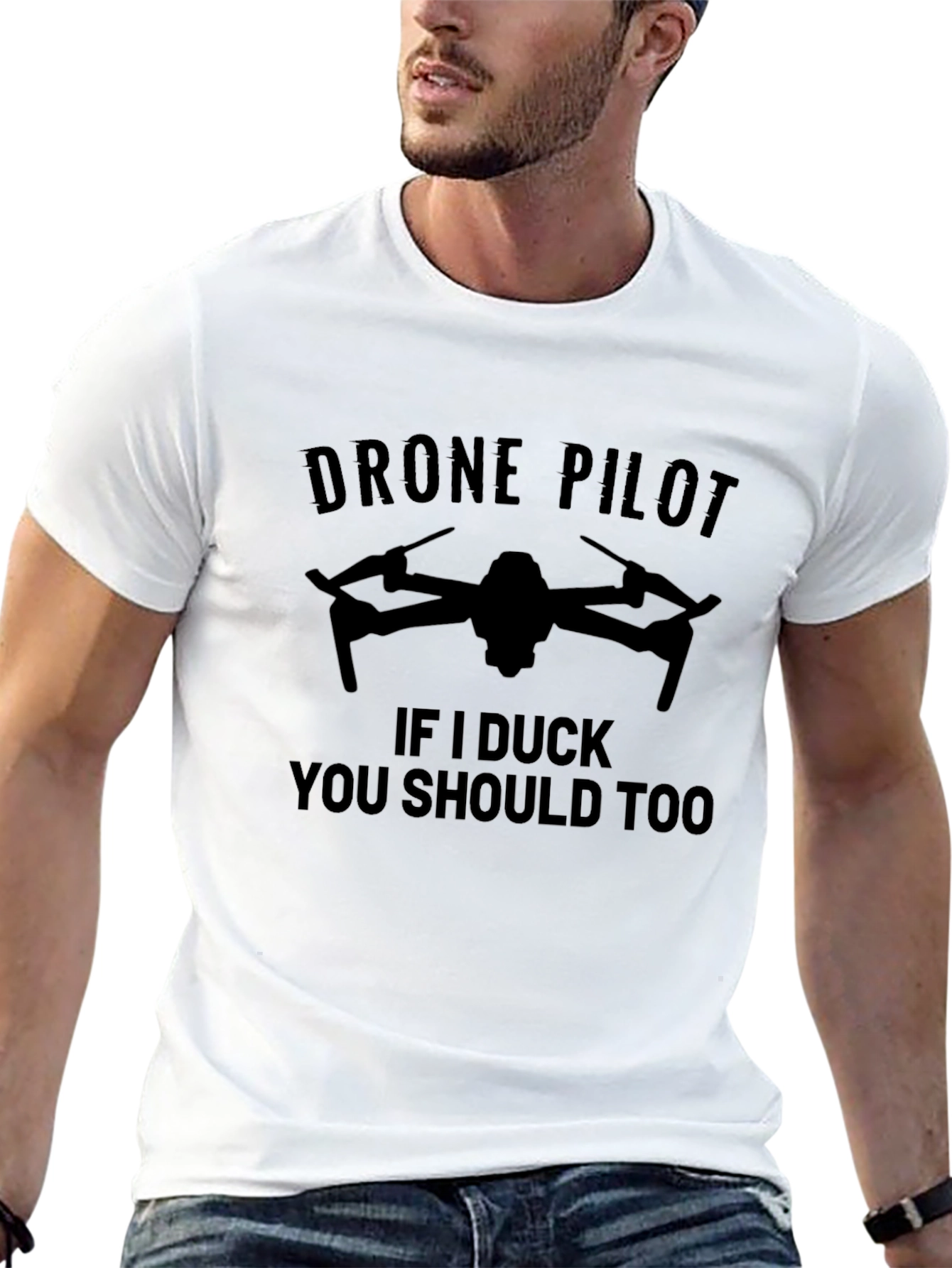 Black Drone Pilot Novelty Graphic T-Shirt view 13