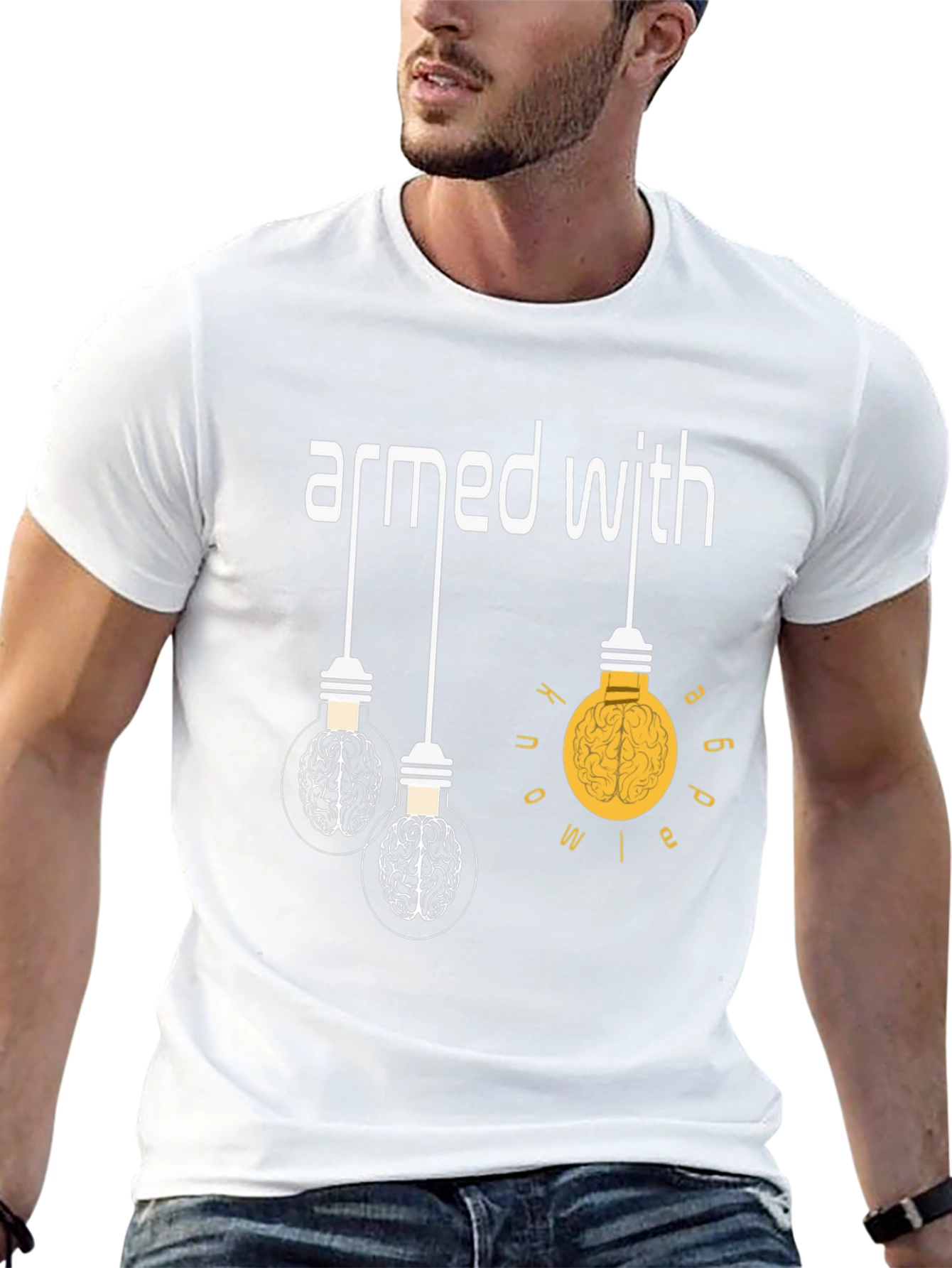 Black Armed With Ideas Graphic T-Shirt - Brain Power view 13