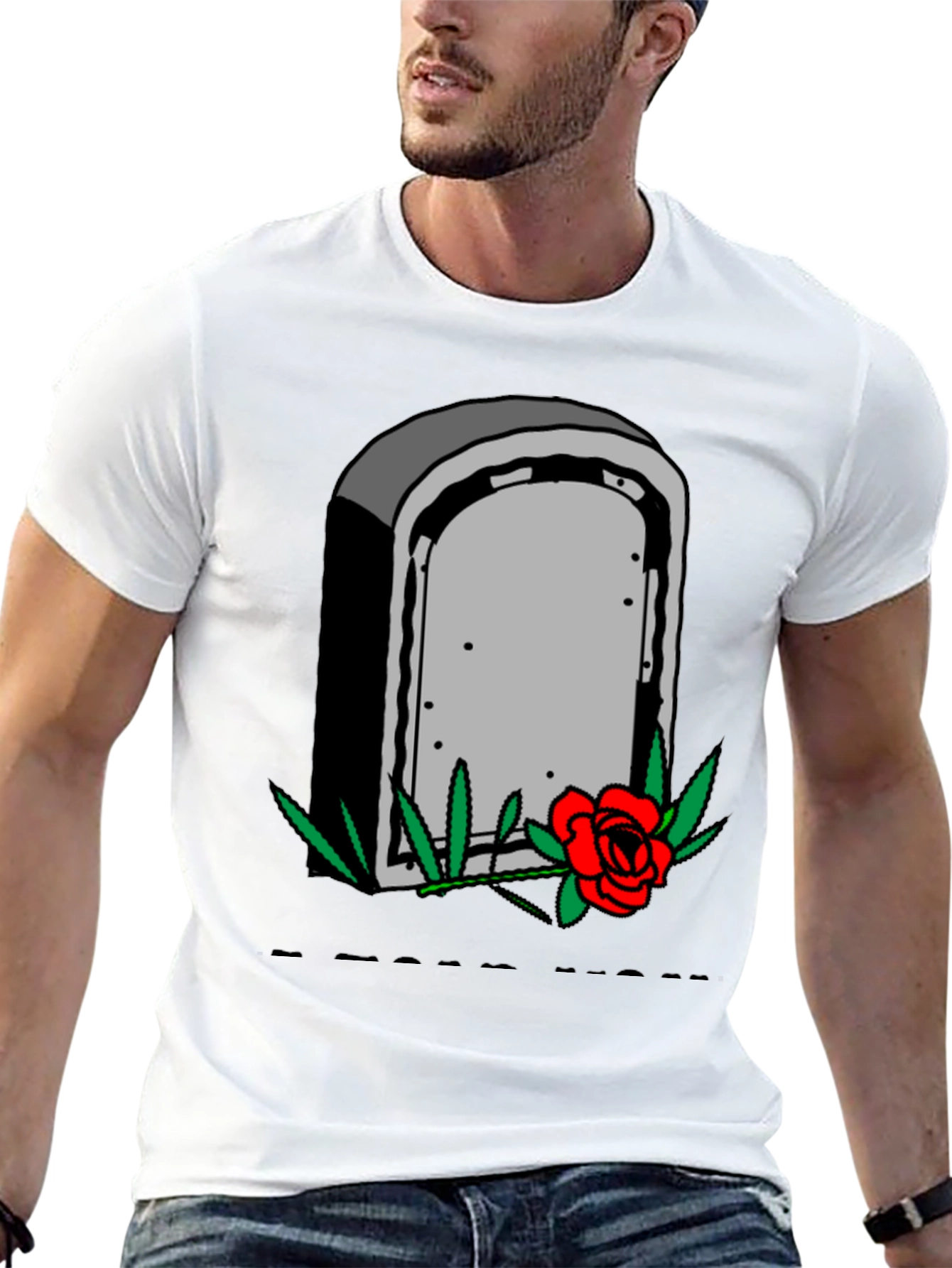 Black Grave & Rose Graphic T-Shirt - Edgy Casual Wear view 13