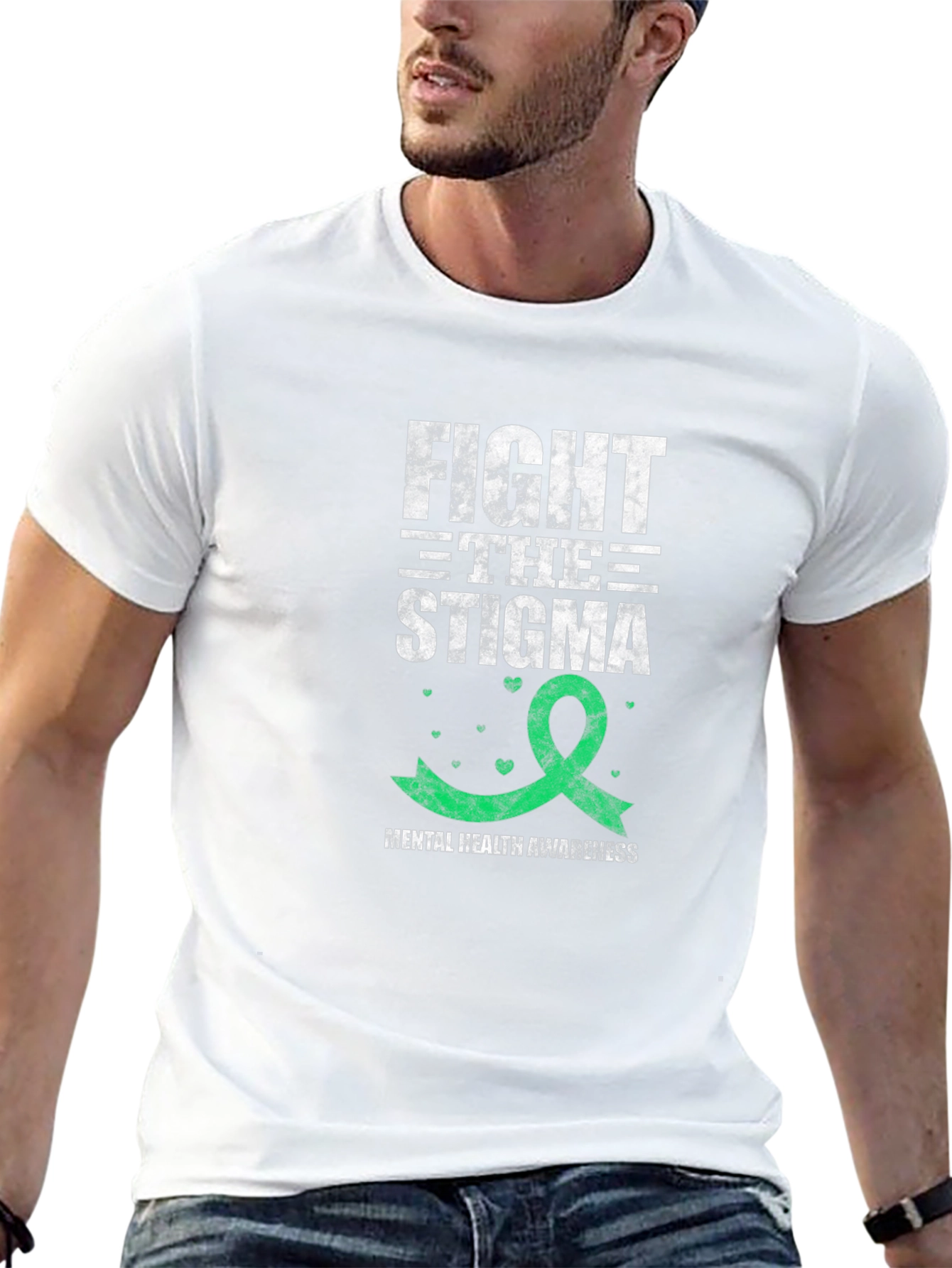 Black Fight the Stigma Mental Health Awareness T-Shirt view 13