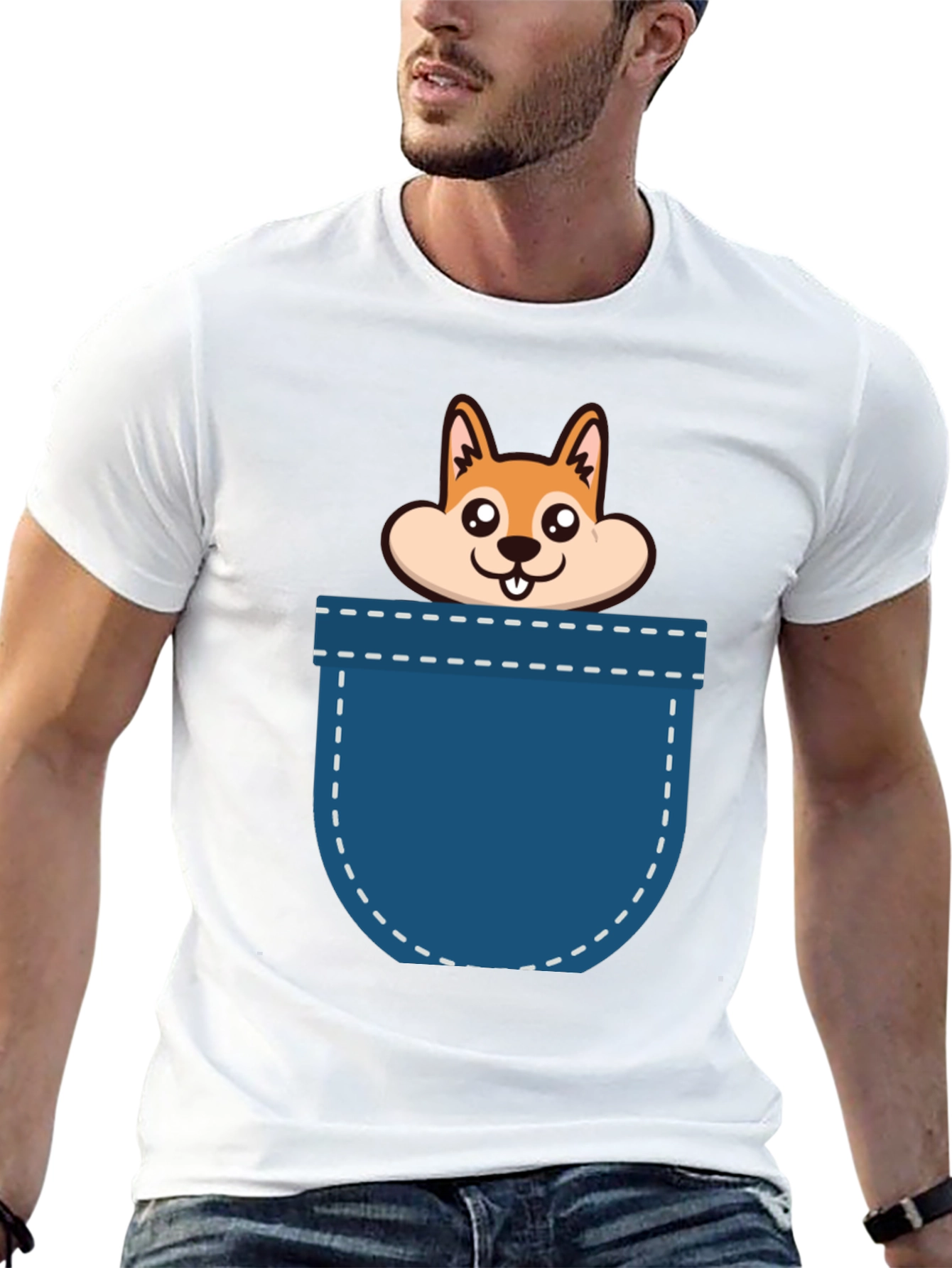 Black Cute Pocket Dog Graphic T-Shirt view 13