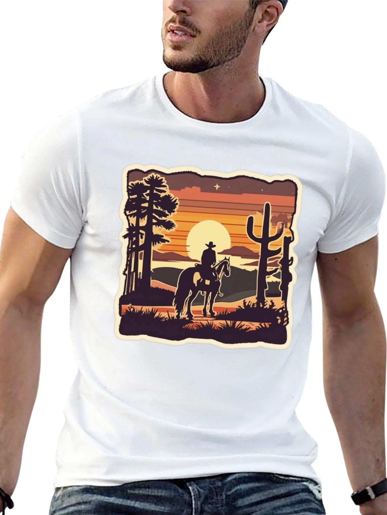 Black Western Cowboy Desert T-Shirt view 13