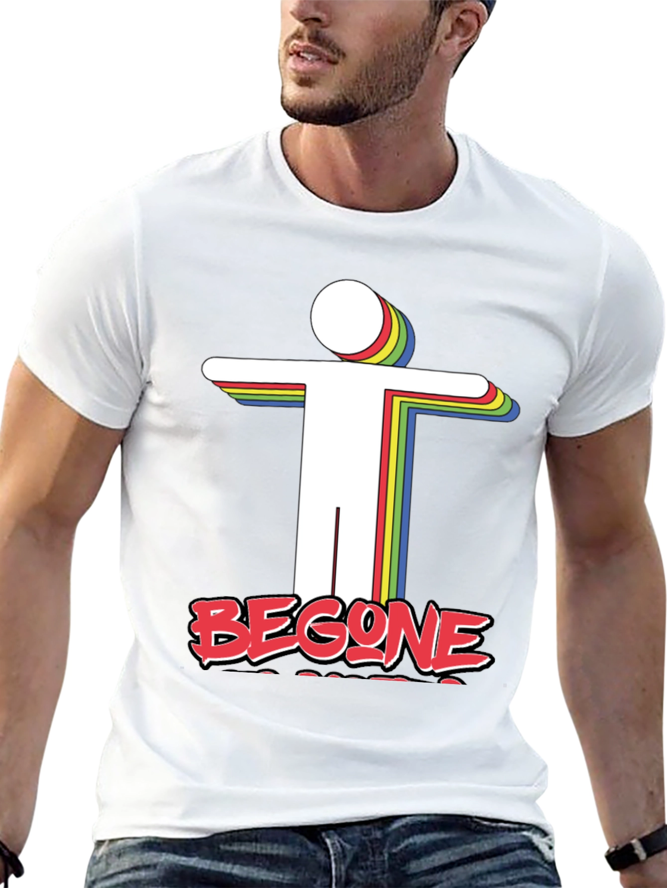 Black Retro 'Begone' Graphic Tee - Unique Design view 13