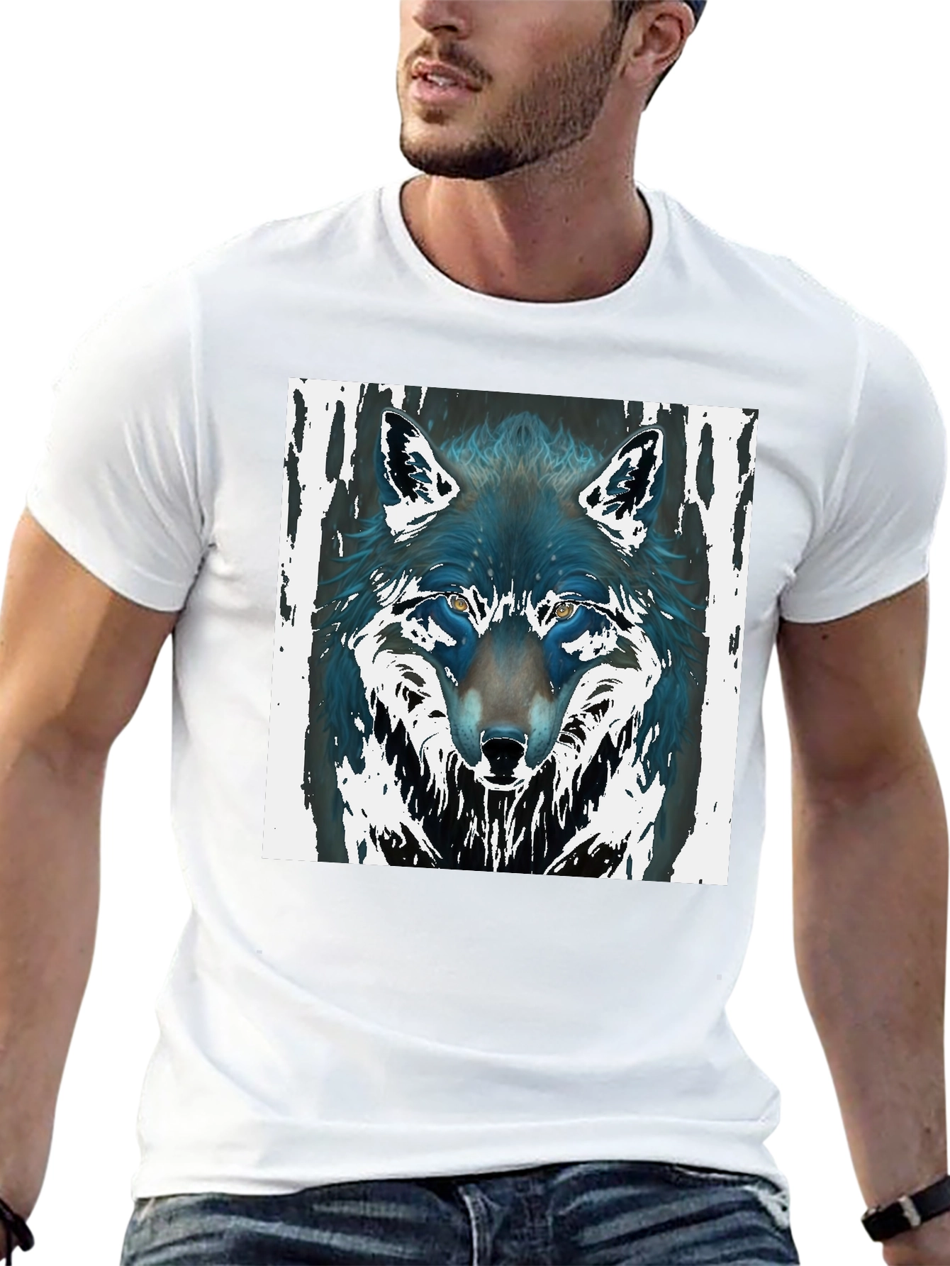 Black Wolf Graphic Black Tee - Men's Fashion view 13