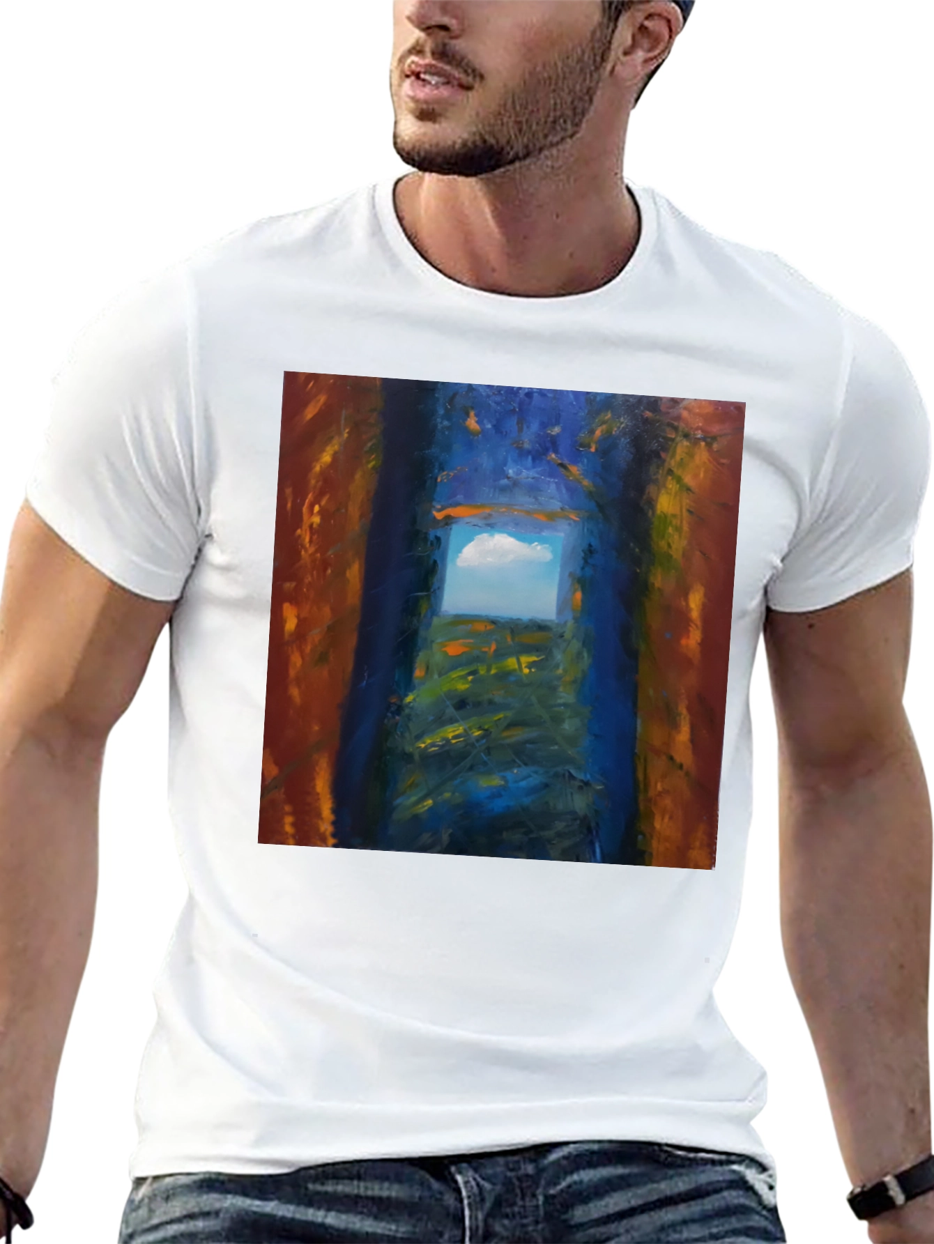 Black Abstract Art T-Shirt - Artistic Landscape Print view 13