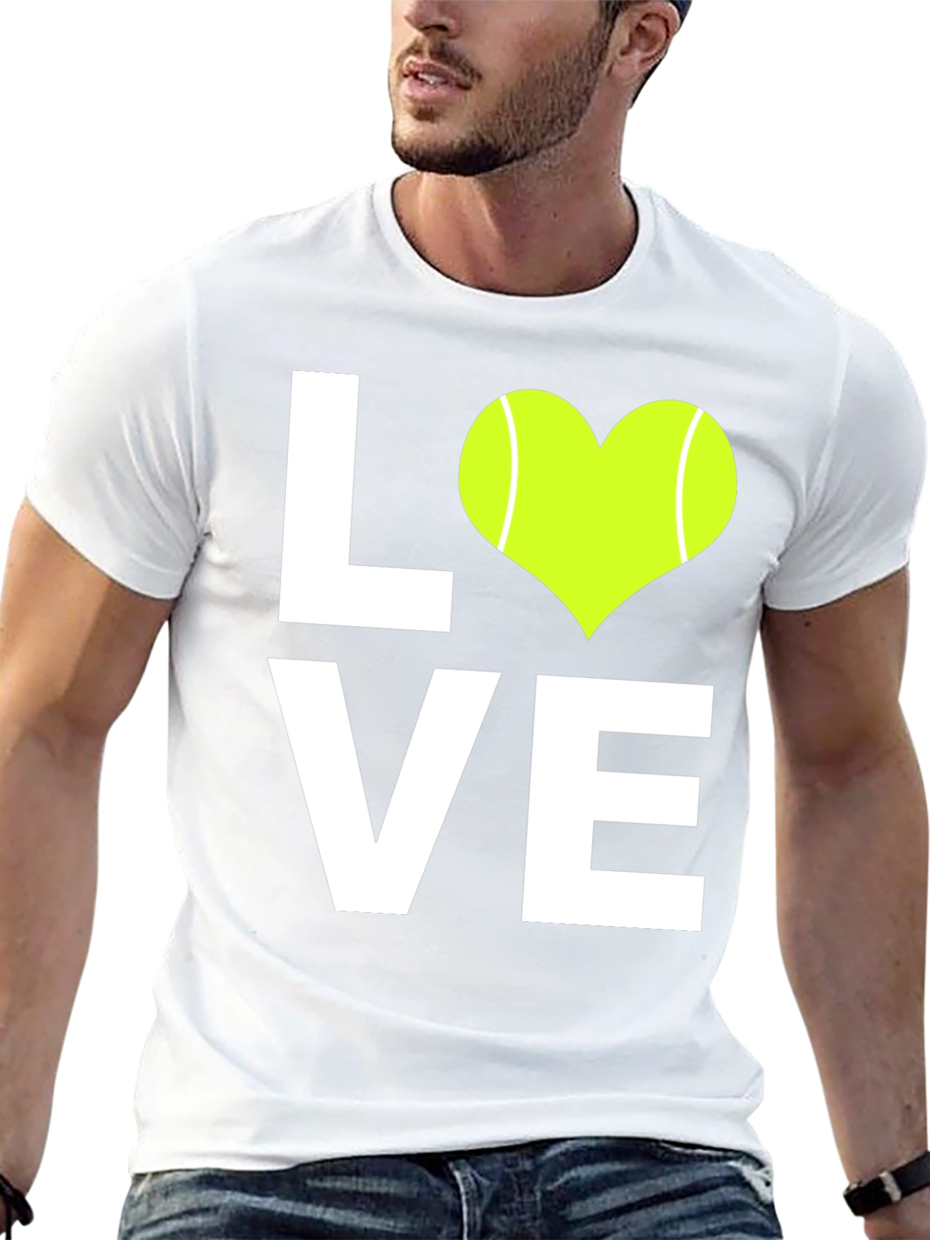 Black Tennis Love T-Shirt - Heart Shaped Ball view 13