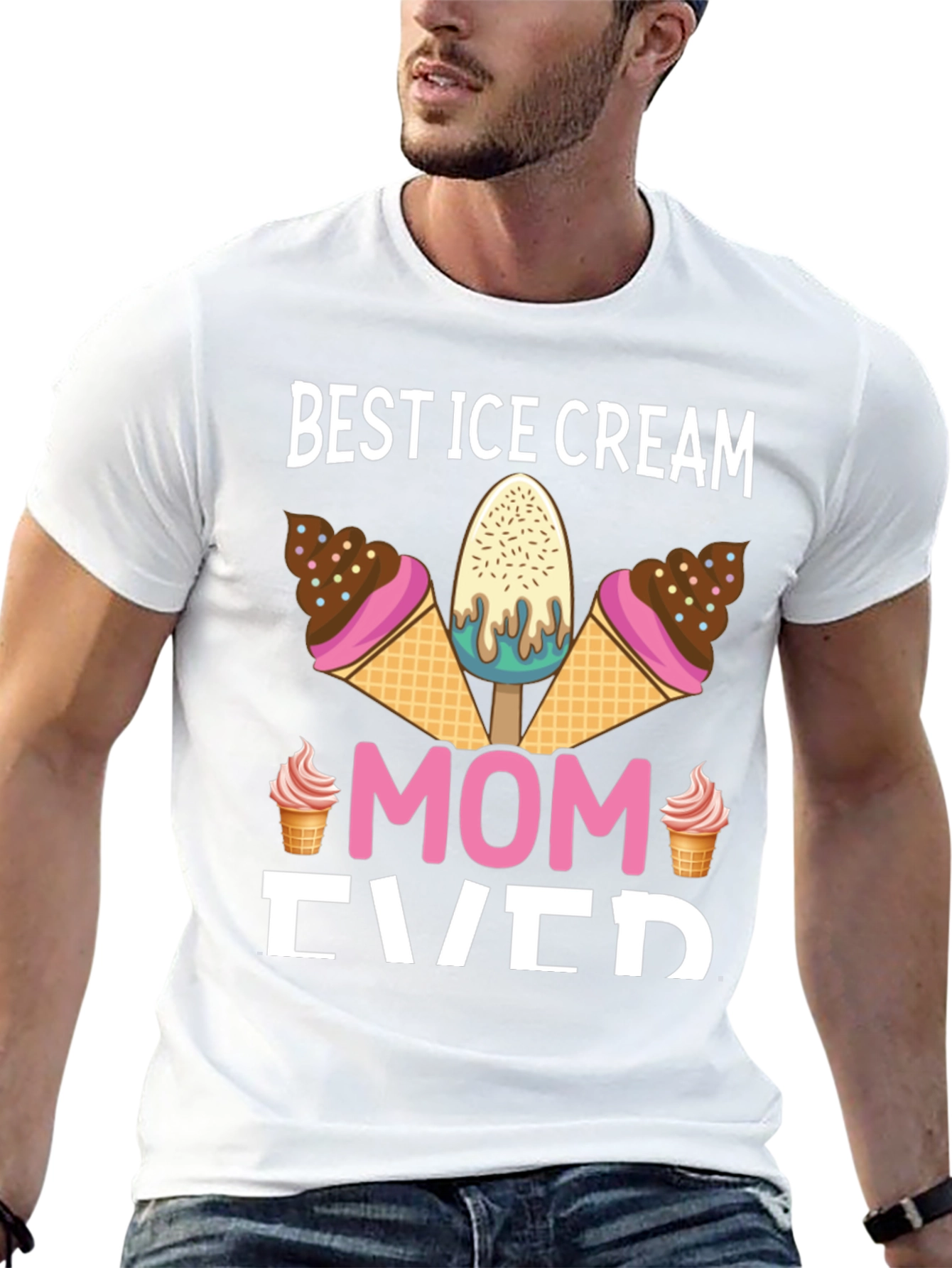 Black Best Ice Cream Mom Ever Graphic T-Shirt view 13