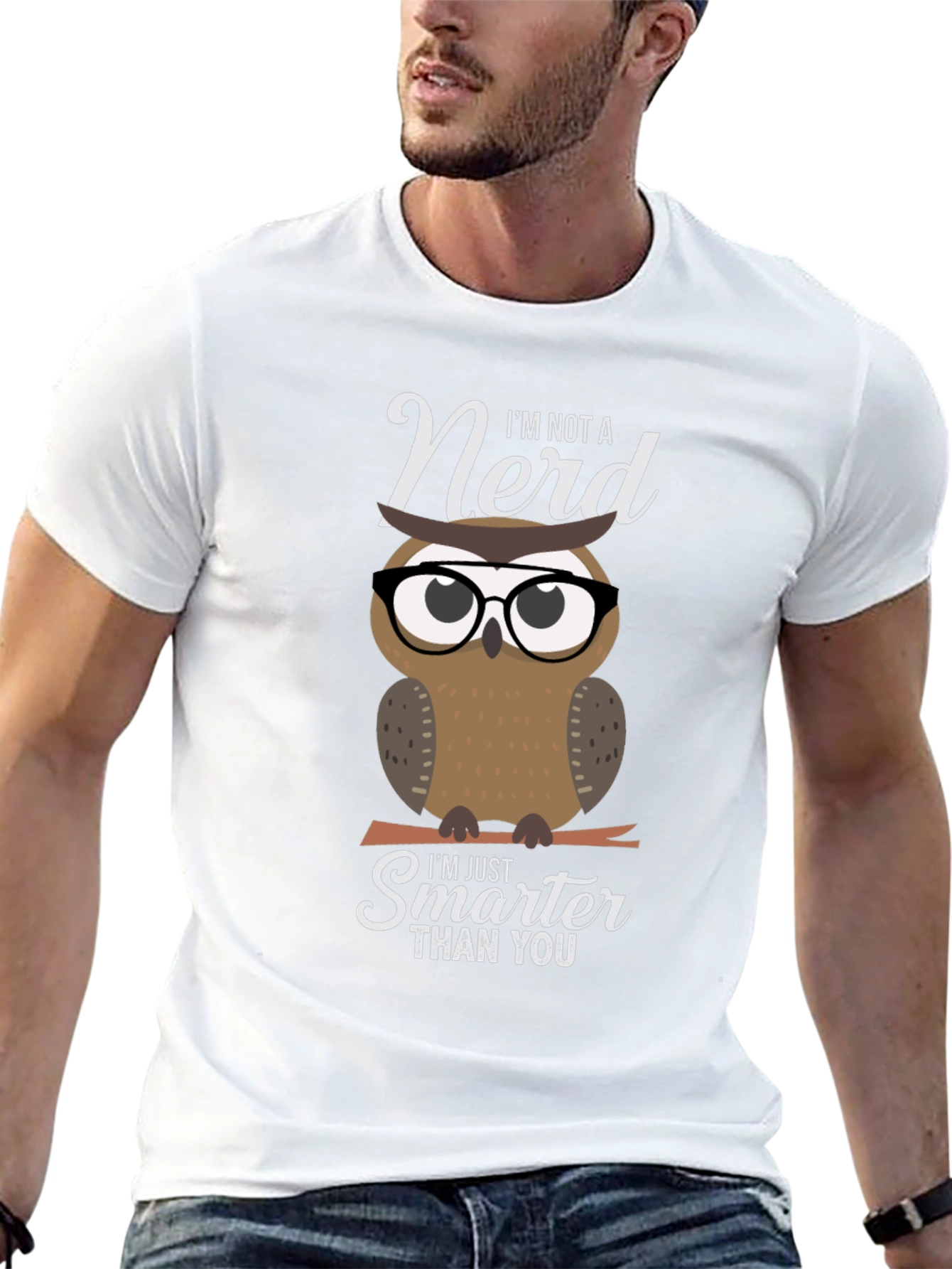 Black Smart Owl Graphic T-Shirt - Nerd Humor Tee view 13