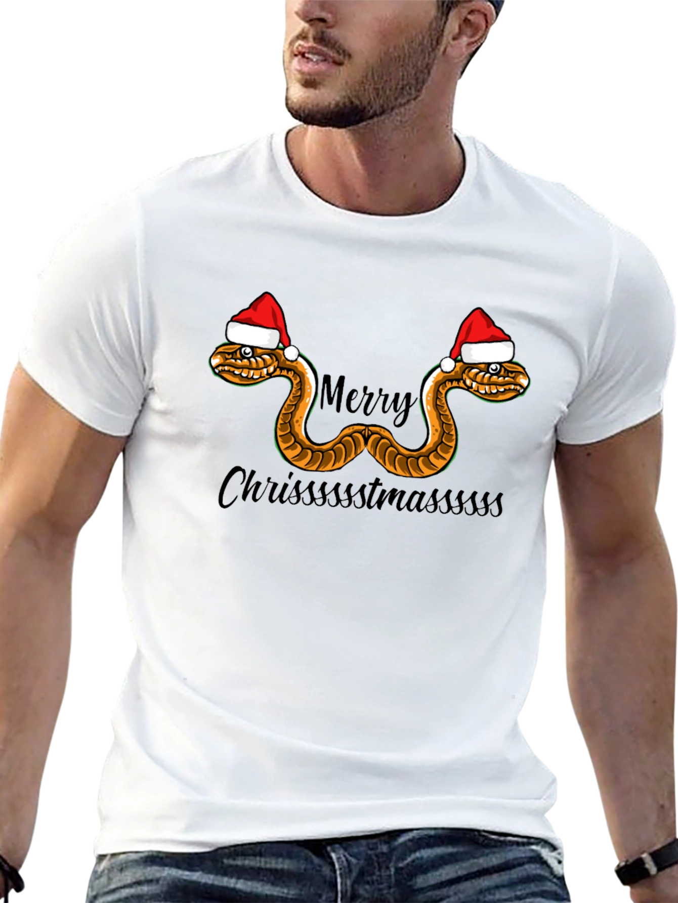 Black Merry Chrissstmasssss Snake T-Shirt view 13