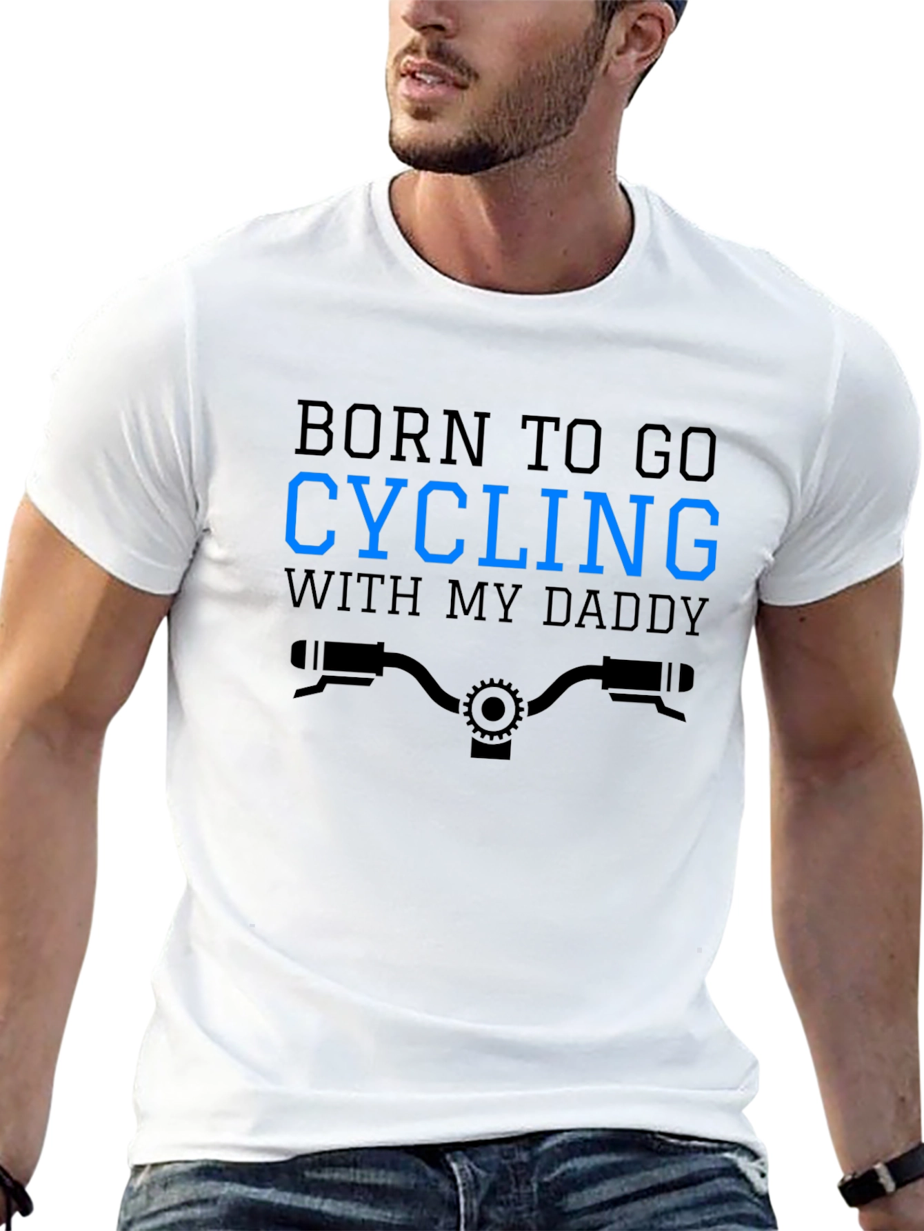 Black Born To Go Cycling With My Daddy T-Shirt view 13