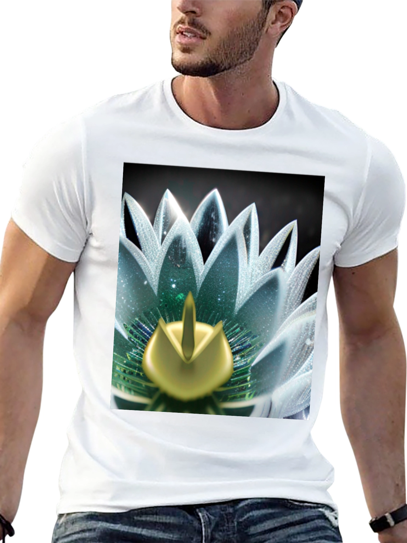 Black Lotus Flower Graphic Tee - Black Cotton Blend view 13