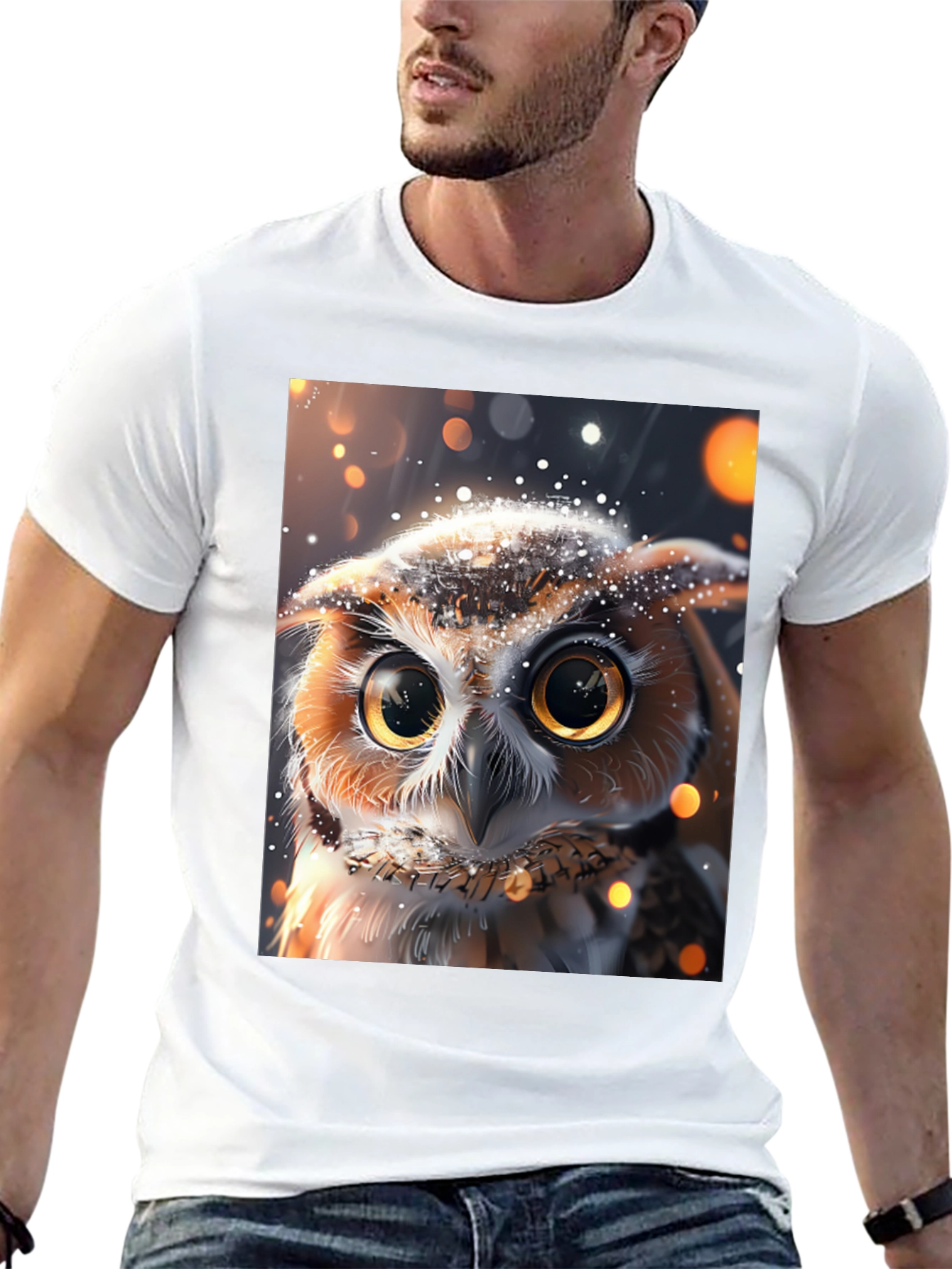 Black Owl Print Black T-Shirt view 13