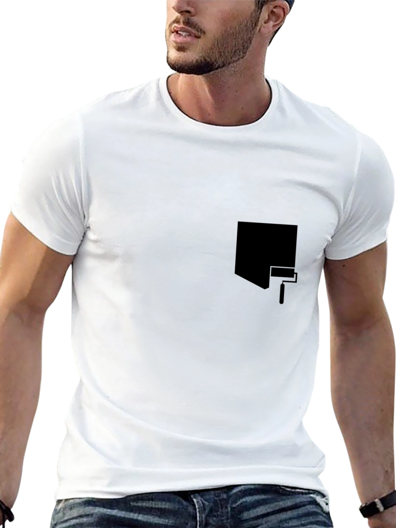 Black Men's Black Graphic Tee - Painter Pocket Design view 13