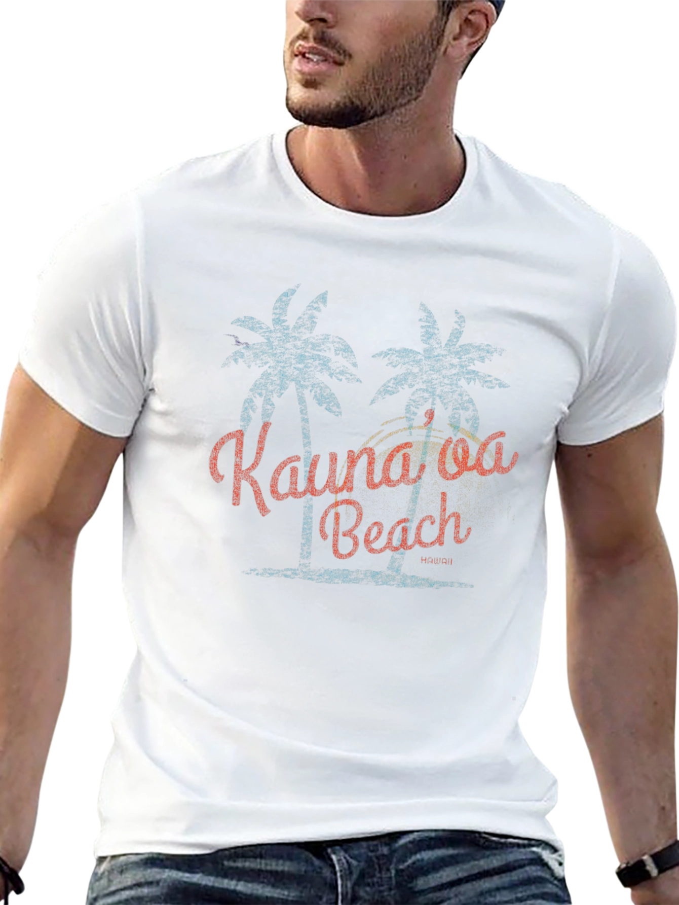 Black Kaunaloa Beach Graphic Tee - Tropical Palm Tree Design view 13