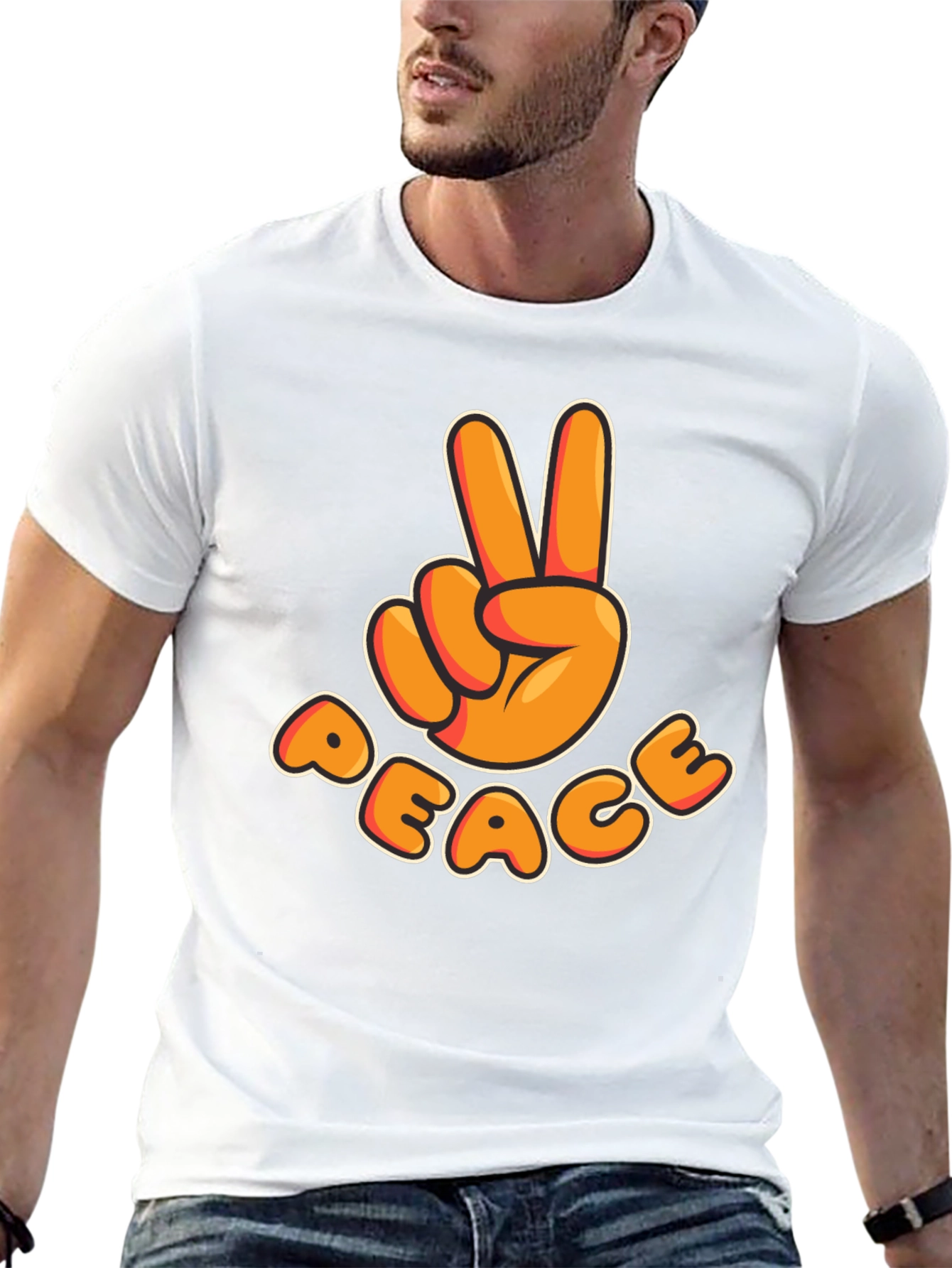 Black Peace Sign T-Shirt - Retro Cartoon Design view 13
