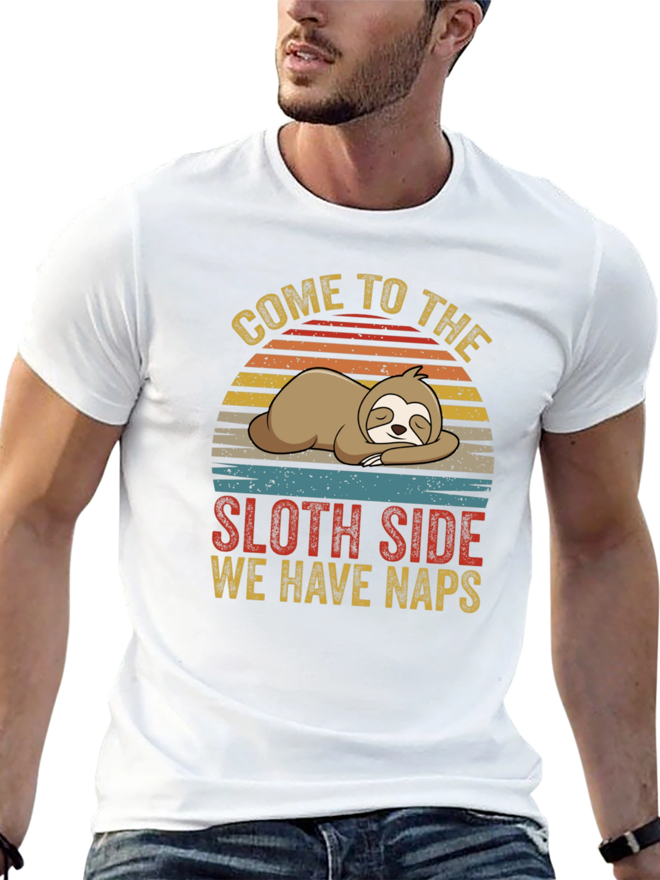 Black Come to the Sloth Side We Have Naps Graphic T-Shirt view 13