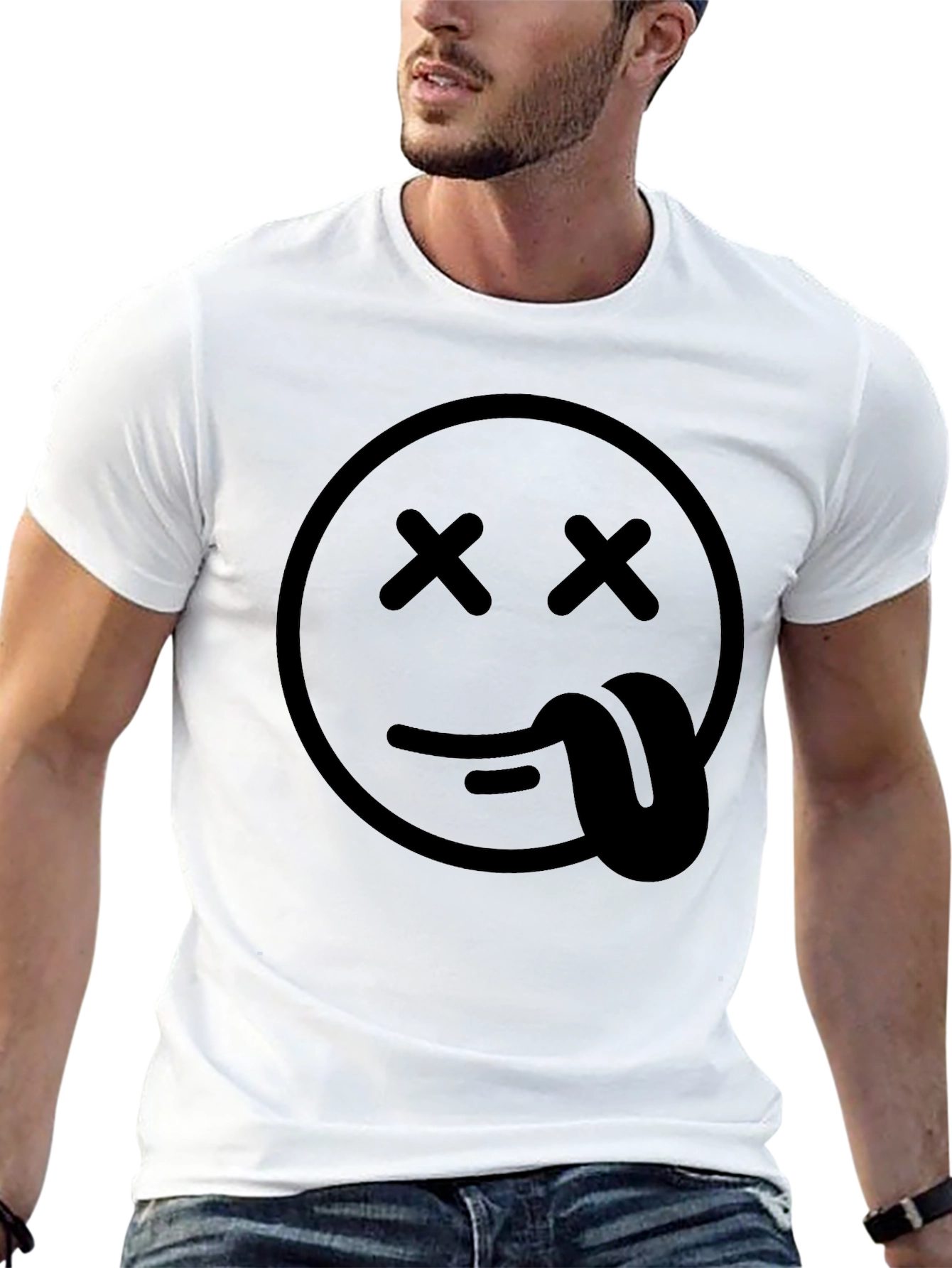 Black Dead Emoji Graphic T-Shirt - Unisex Casual Tee view 13