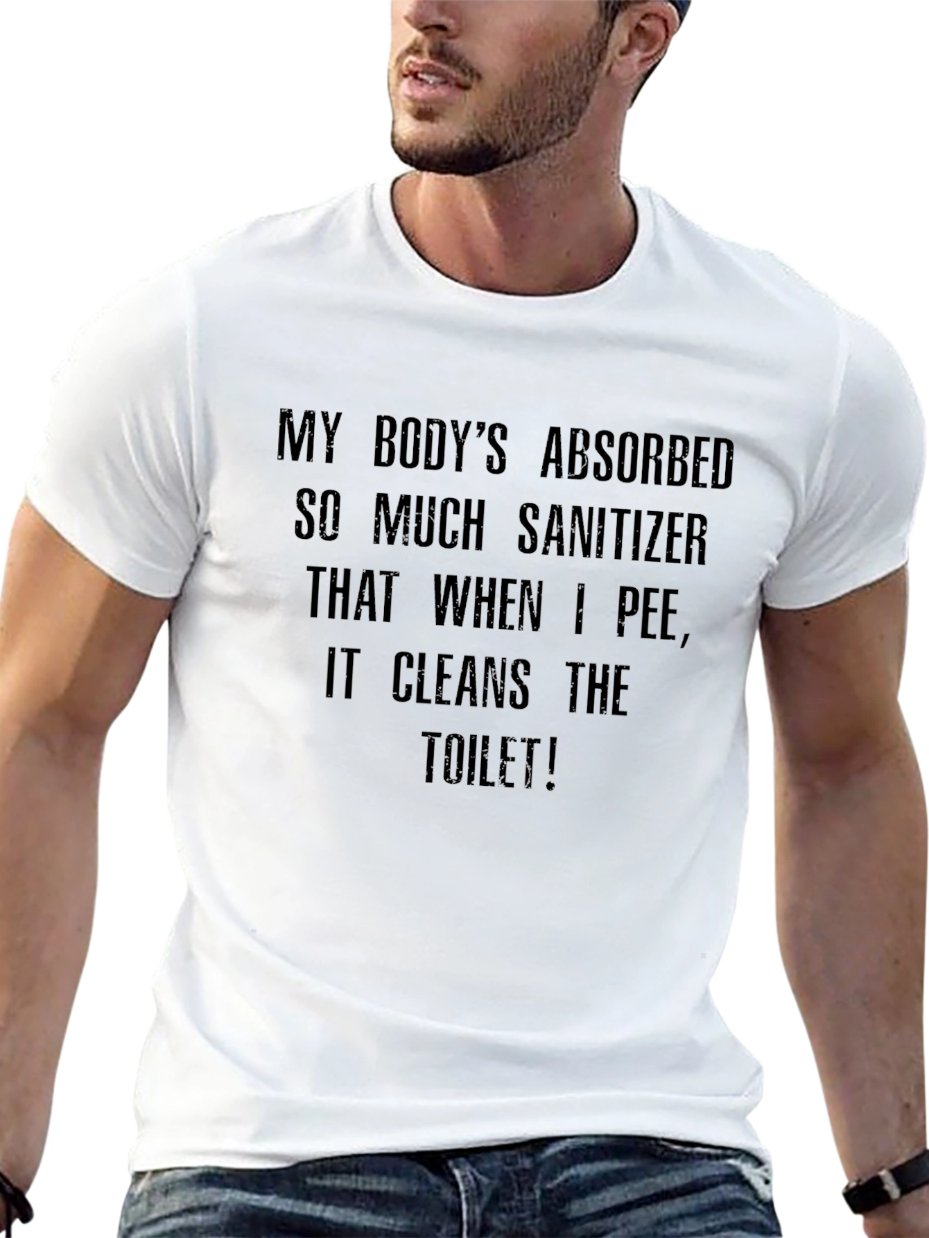 Black Funny Sanitizer T-Shirt - Cleans The Toilet Tee view 13