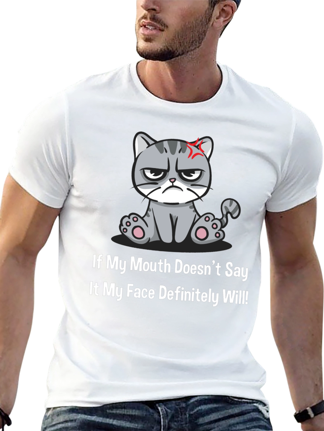 Black Grumpy Cat T-Shirt - Funny Graphic Tee view 13