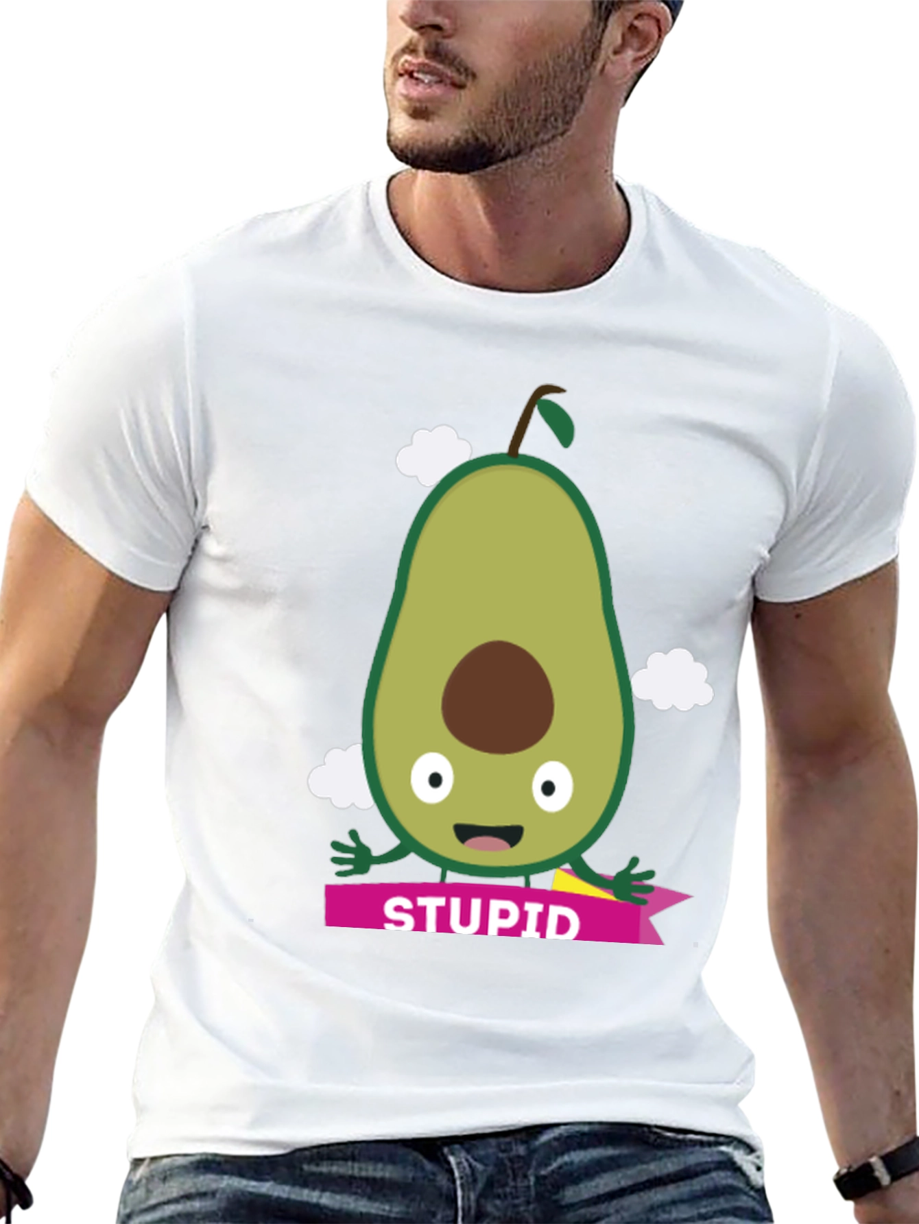 Black Funny Avocado "Stupid" Graphic Tee view 13