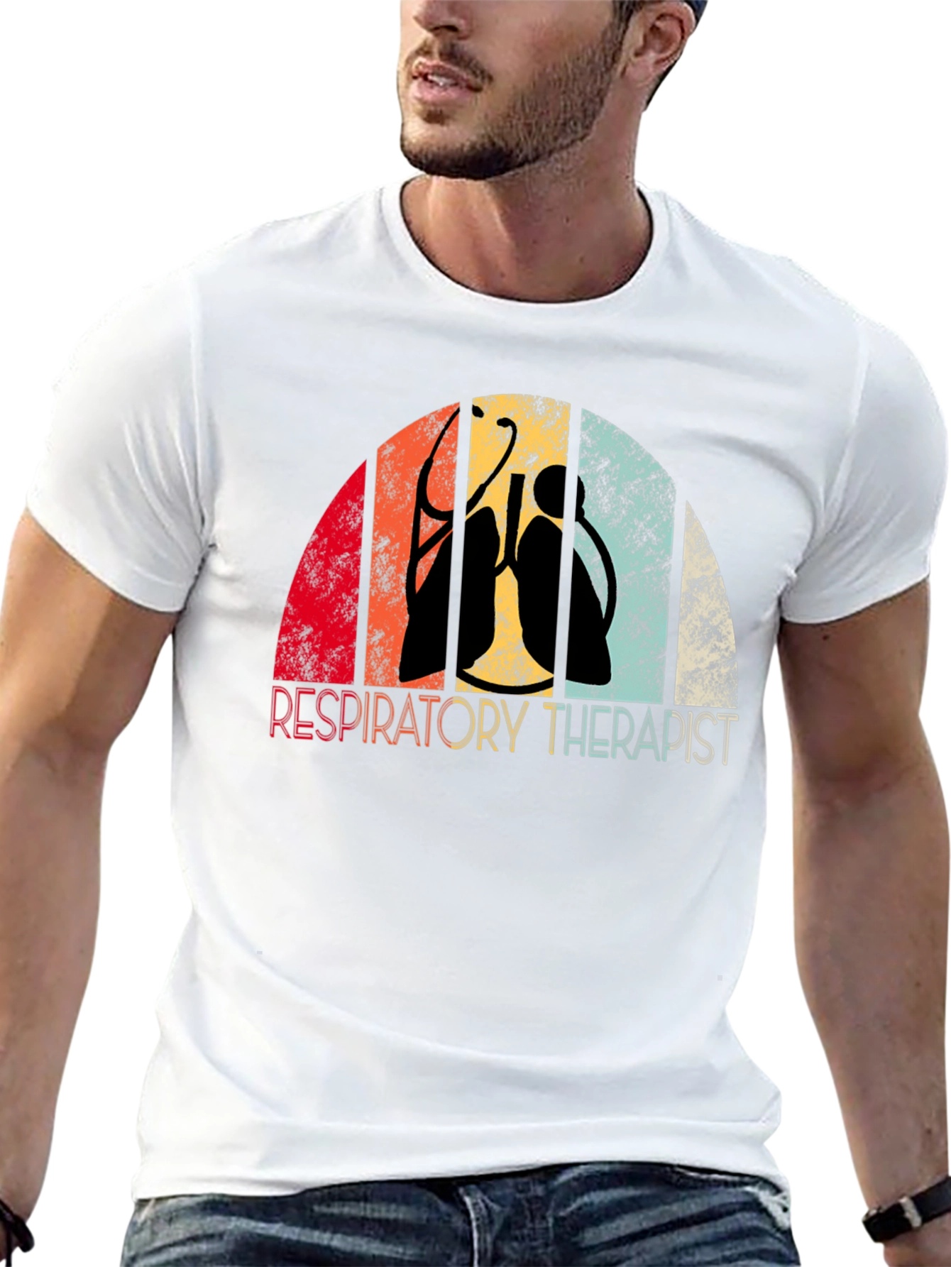 Black Respiratory Therapist Retro T-Shirt view 13