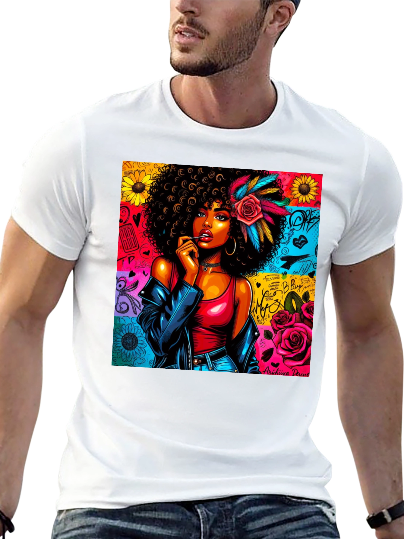 Black Graphic Tee: Afro-Punk Style T-Shirt view 13