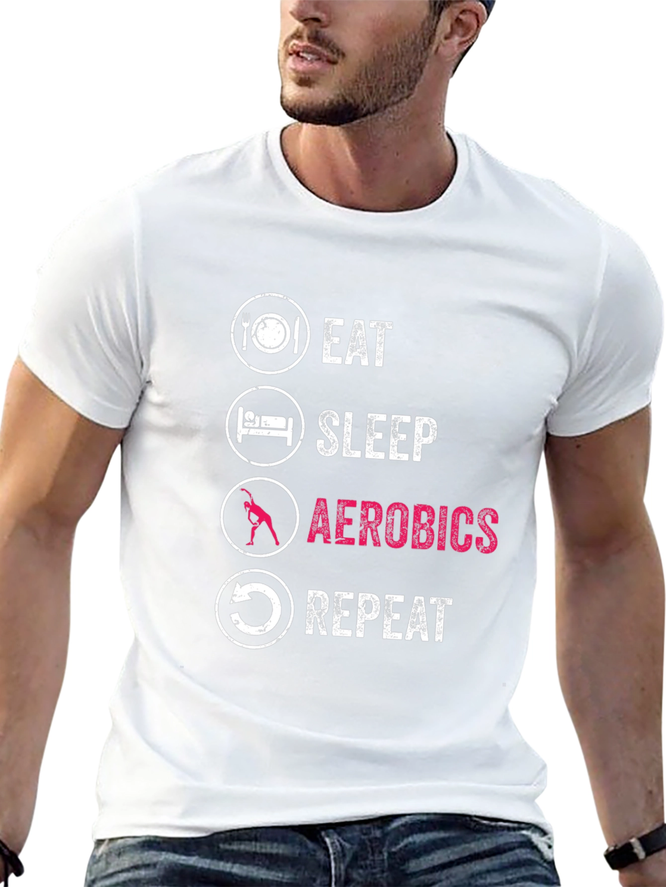 Black Eat Sleep Aerobics Repeat Graphic T-Shirt view 13