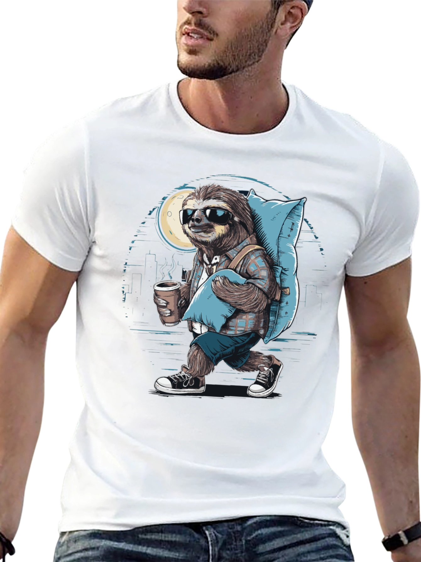 Sloth Wanderer Graphic Tee - Urban Sleepwalker T-Shirt - 13