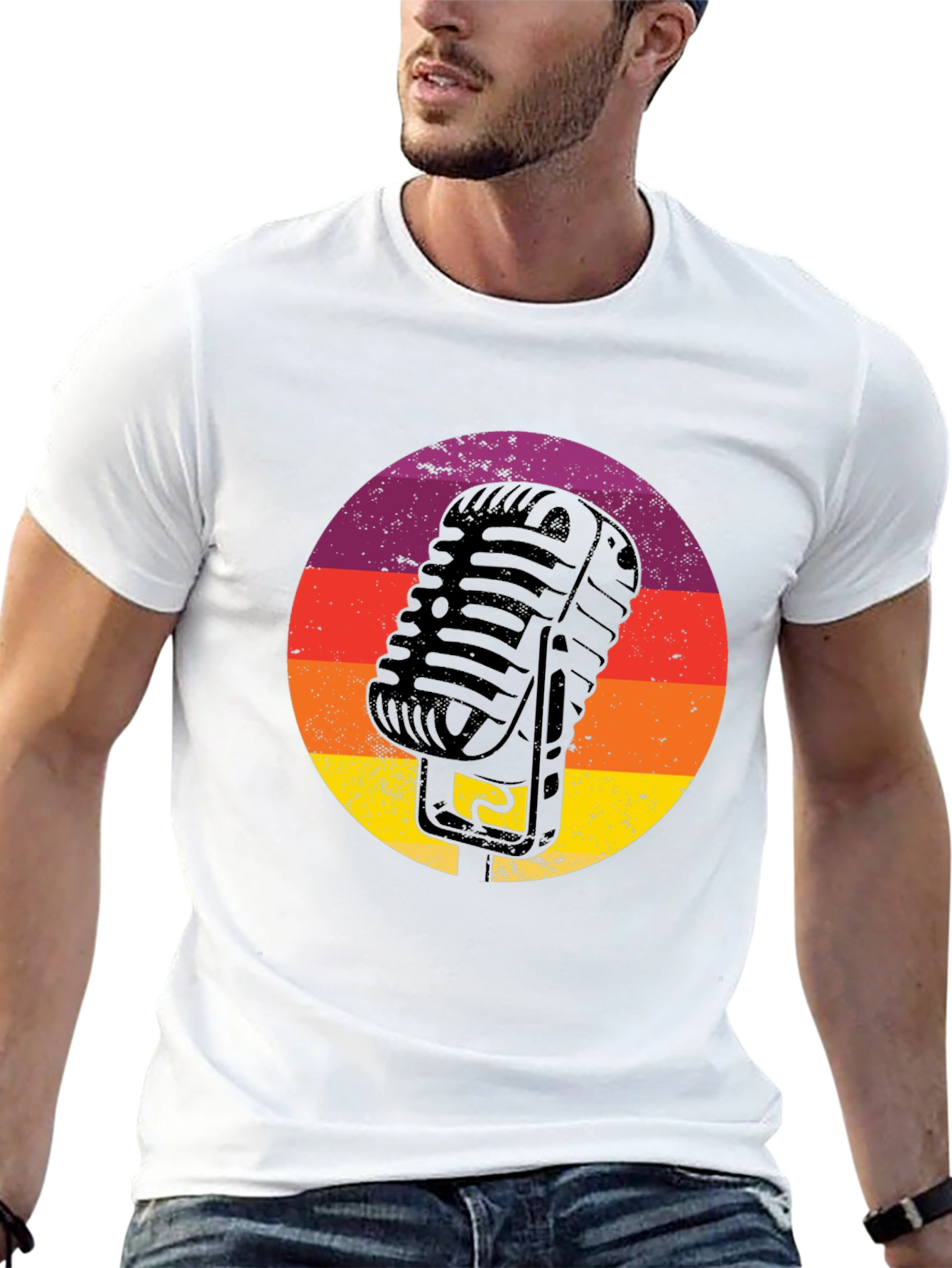 Black Retro Microphone T-Shirt - Vintage Vocal Style view 13