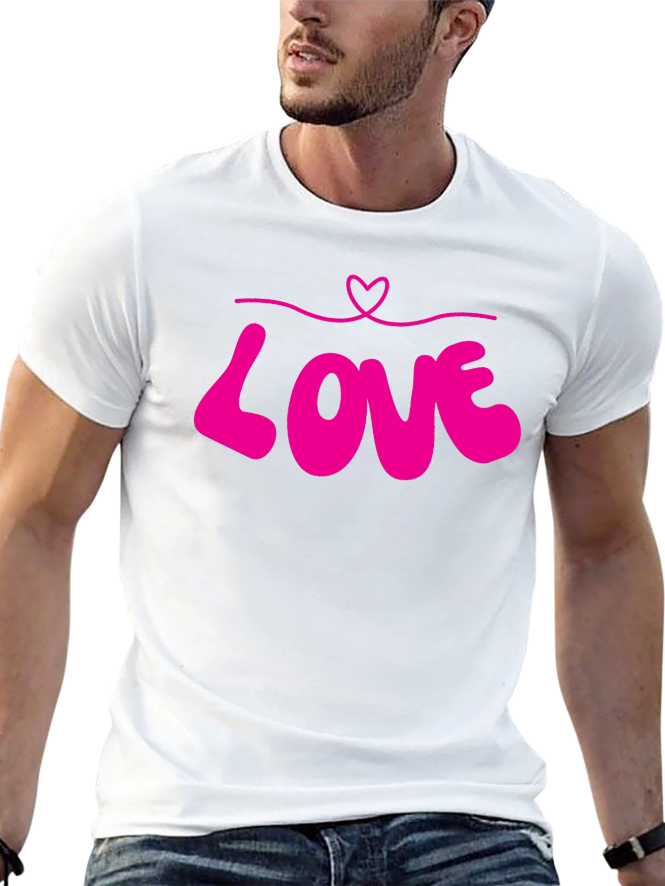 Black Love Heart Graphic Tee - Black Unisex T-Shirt view 13