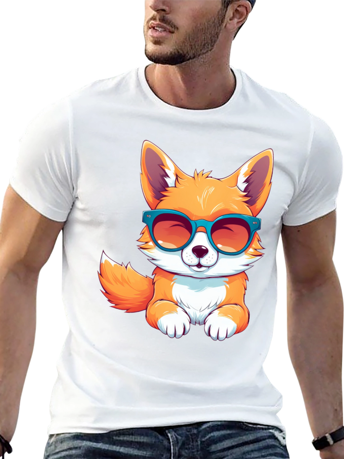 Black Cool Fox T-Shirt view 13