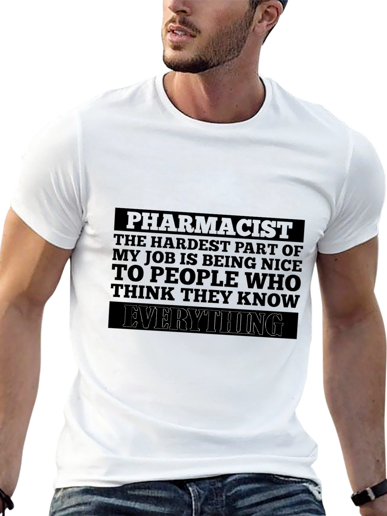 Black Funny Pharmacist T-Shirt - Hardest Job Being Nice view 13