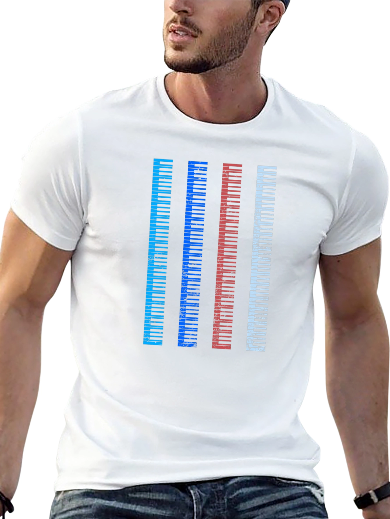 Black Colorful Piano Keys Graphic Tee view 13