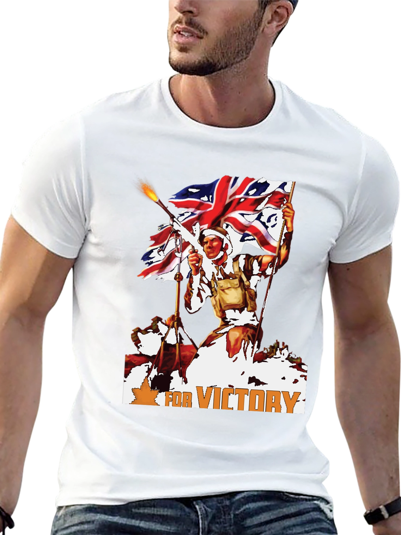 Black Victory Graphic Tee - Vintage British Soldier Design view 13