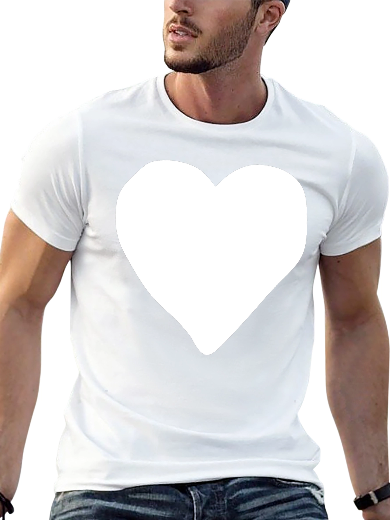 Black Black Tee with White Heart Graphic view 13