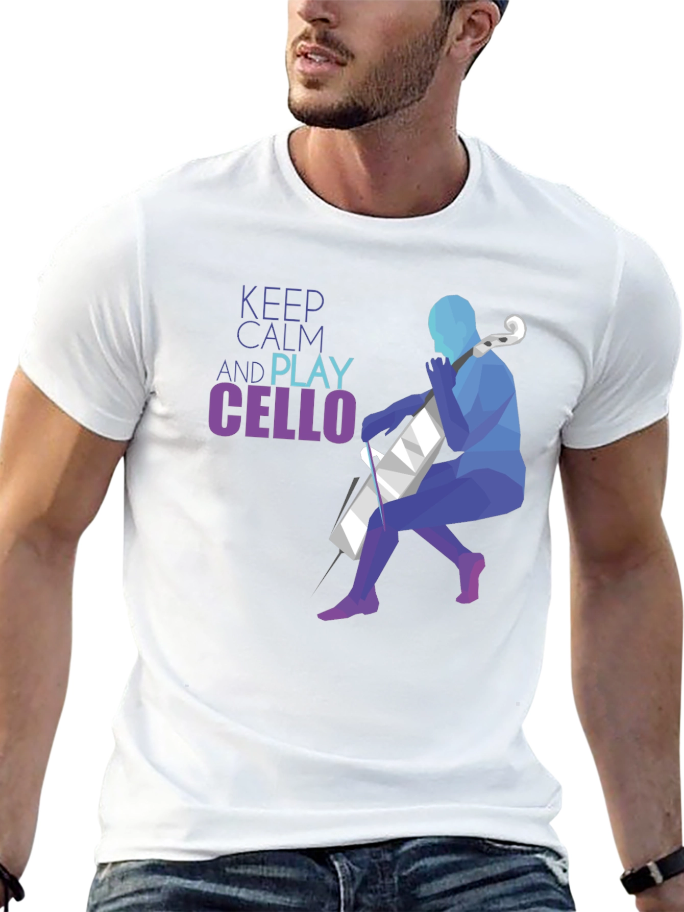 Black Keep Calm and Play Cello Graphic T-Shirt view 13