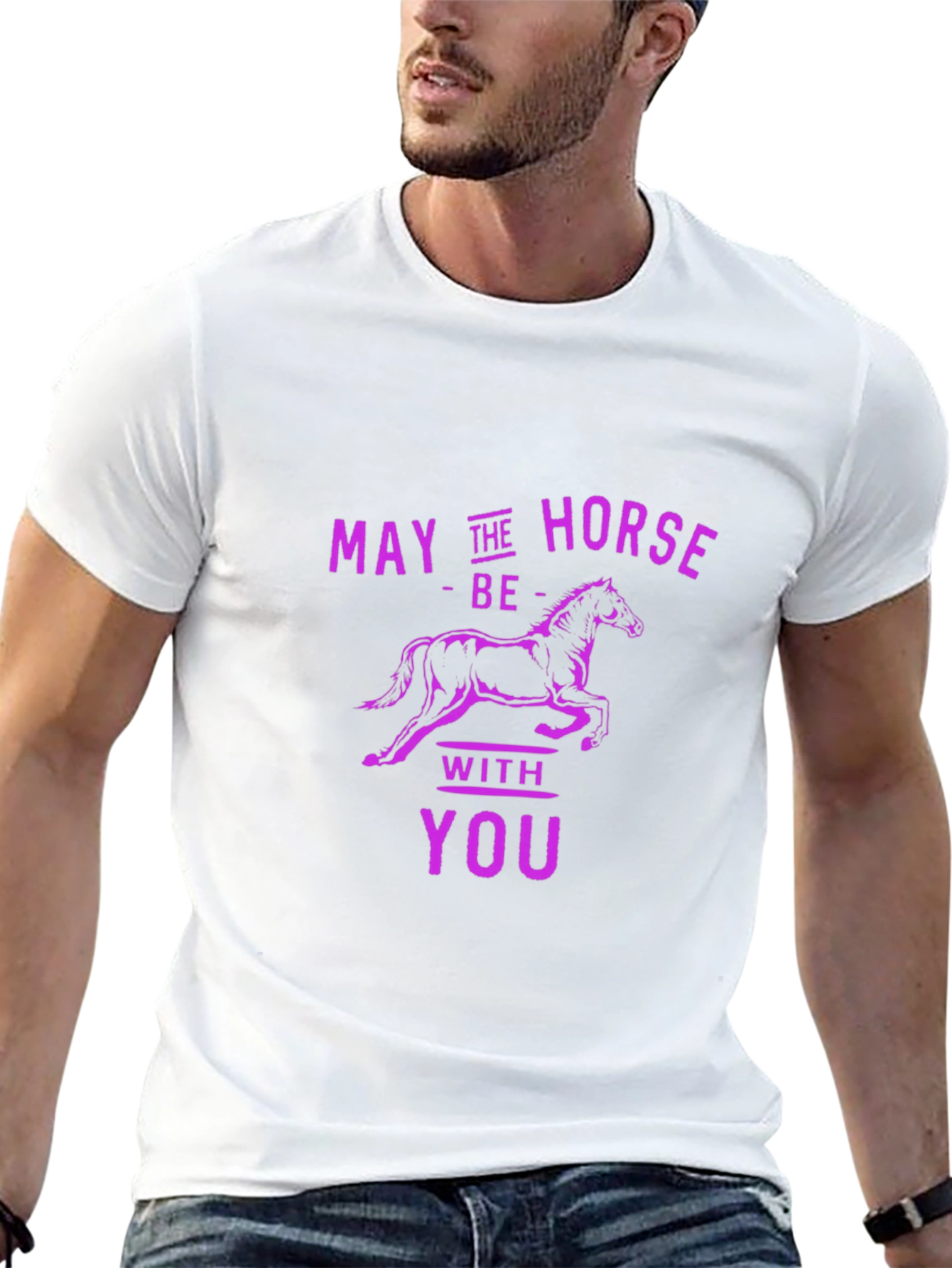 Black May the Horse Be With You Funny T-Shirt view 13