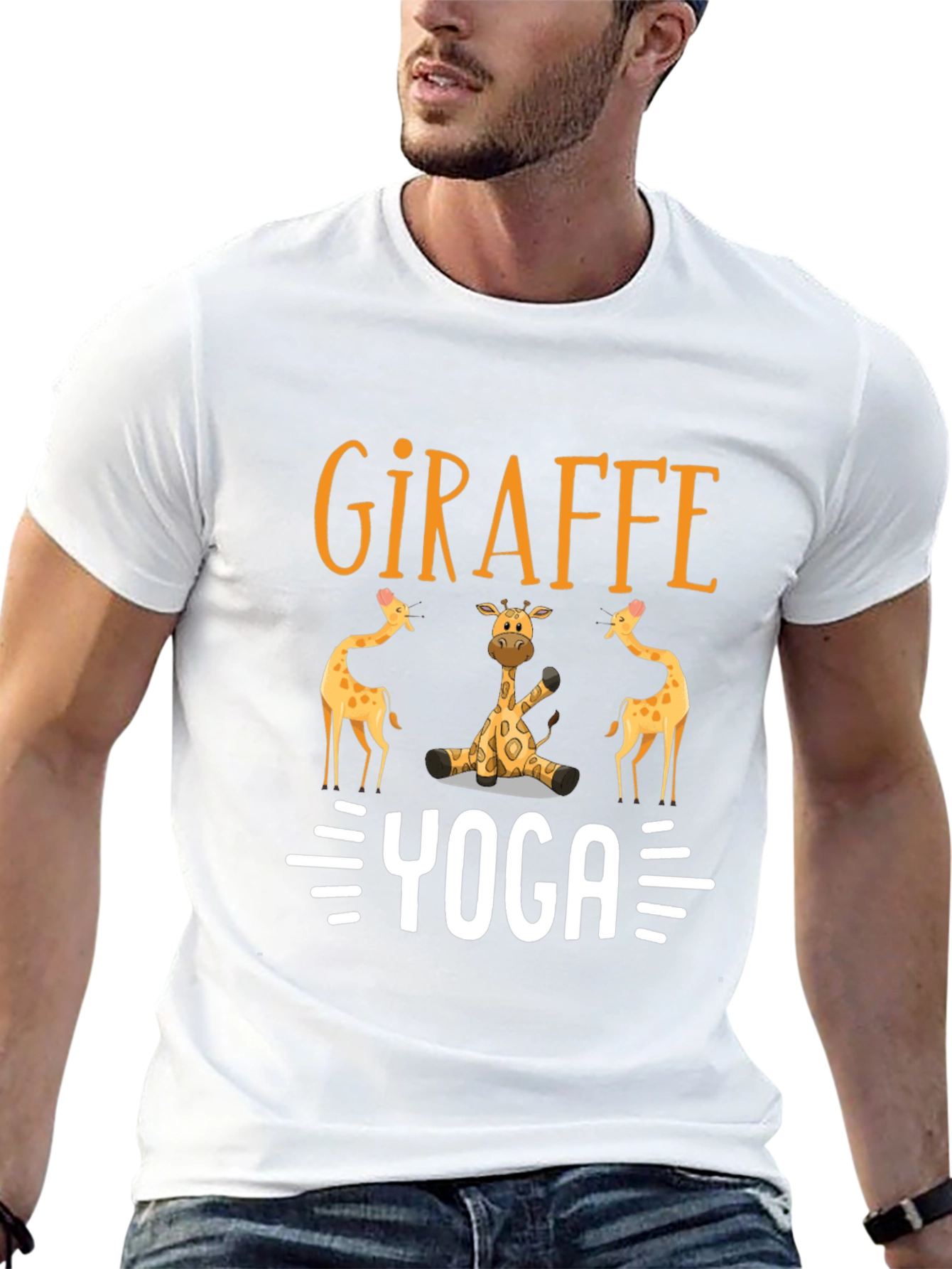 Black Giraffe Yoga Graphic T-Shirt - Unisex Black Tee view 13