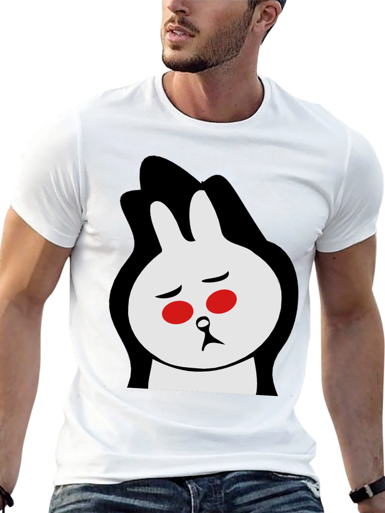 Black Sad Bunny Graphic Tee - Black Cotton Blend view 13