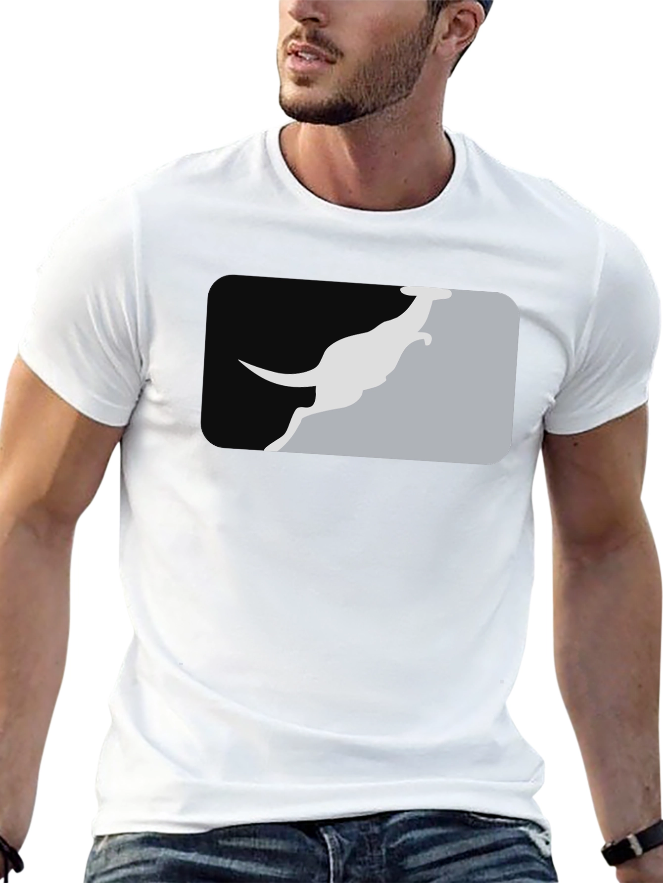 Black Kangaroo Silhouette Graphic Tee - Black Casual Shirt view 13