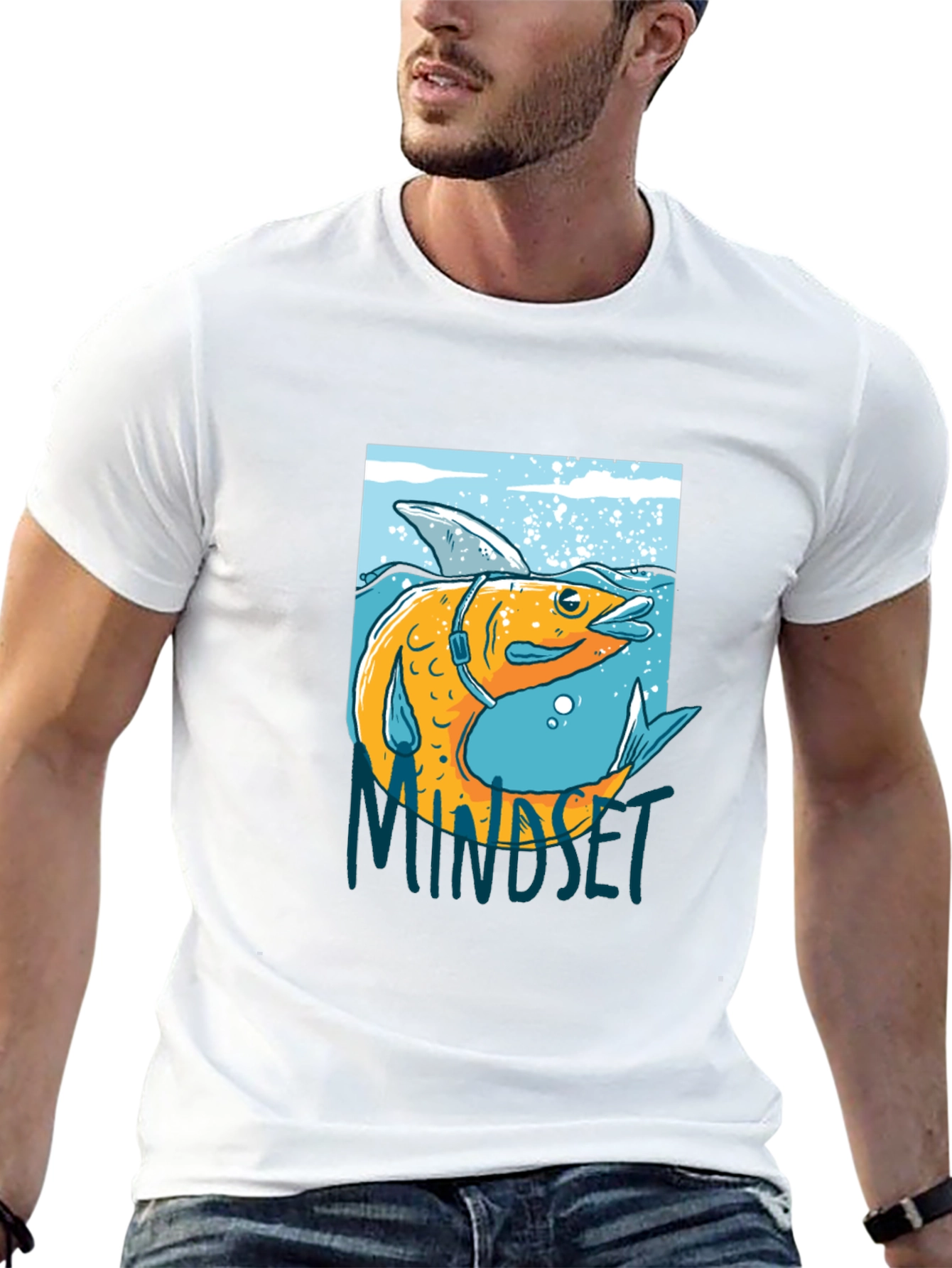 Black Fish Mindset Graphic Black T-Shirt view 13