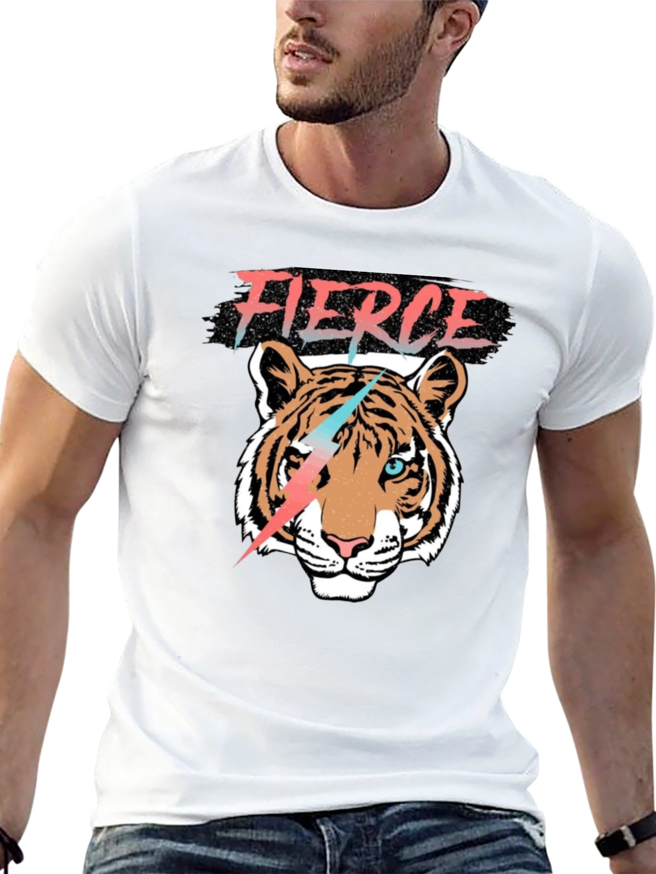 Black Fierce Tiger Graphic Tee view 13