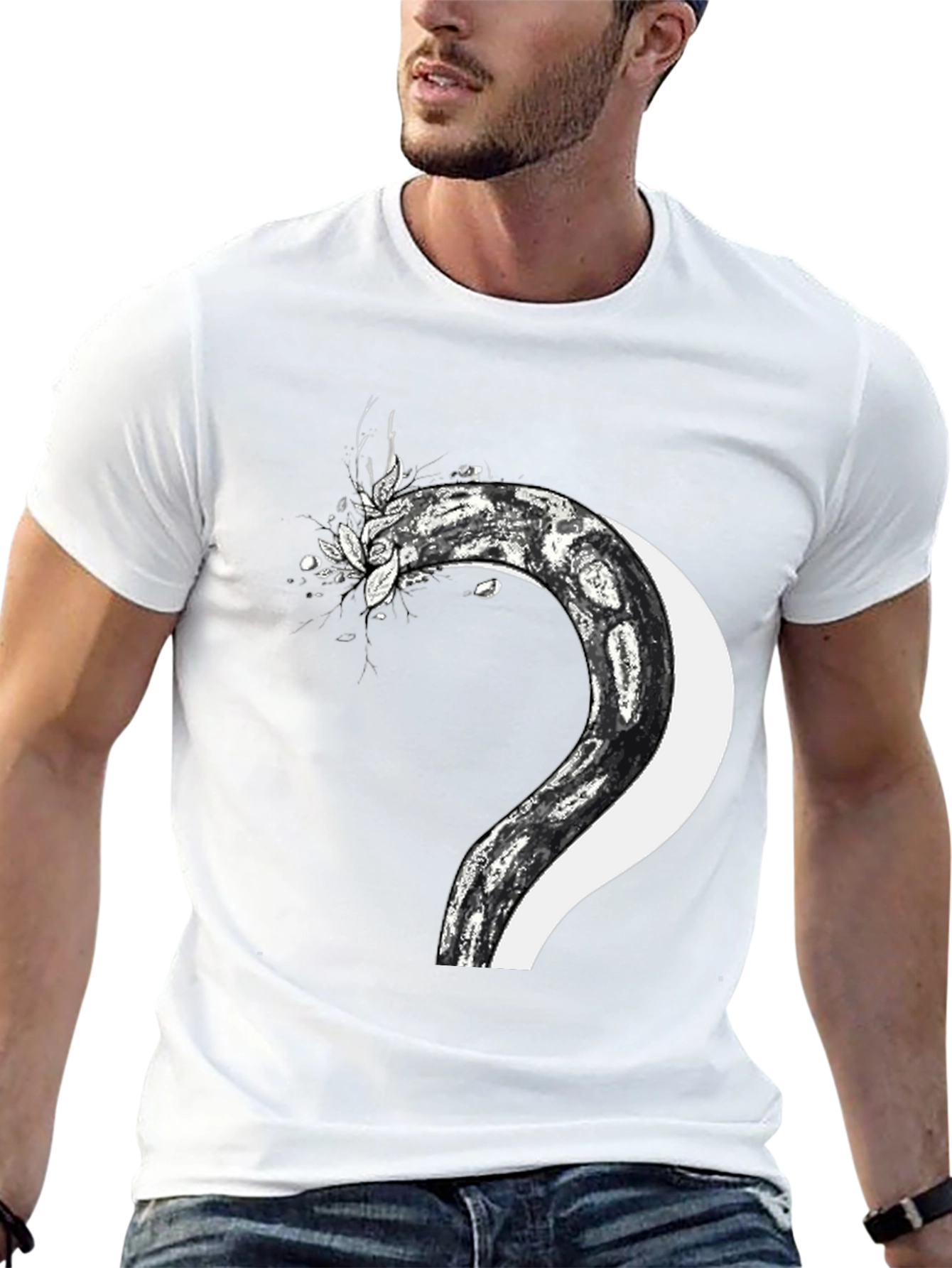 Black Serpent & Moon Graphic Tee - Men's Black T-Shirt view 13