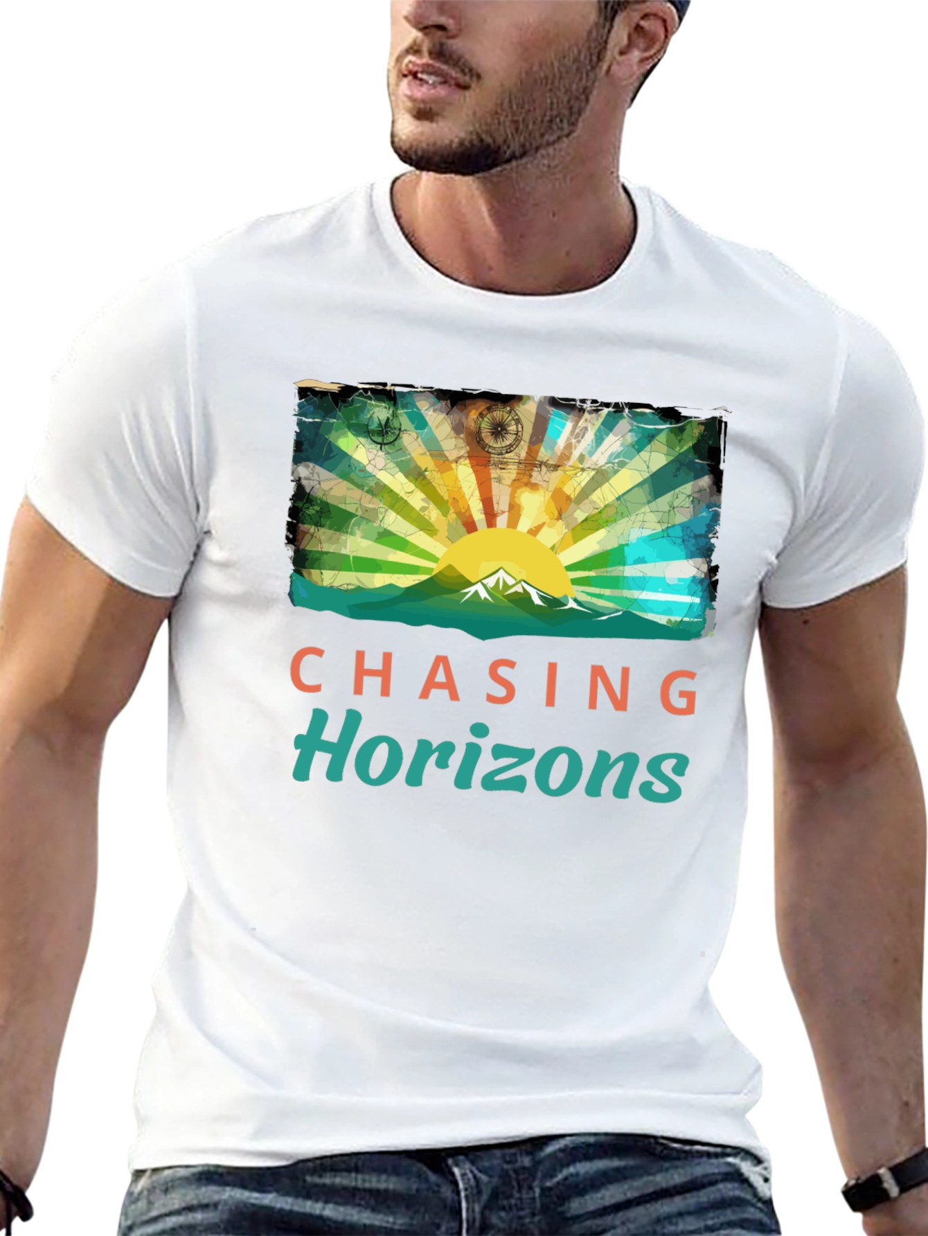 Black Chasing Horizons Graphic Tee - Mountain Sunrise Design view 13
