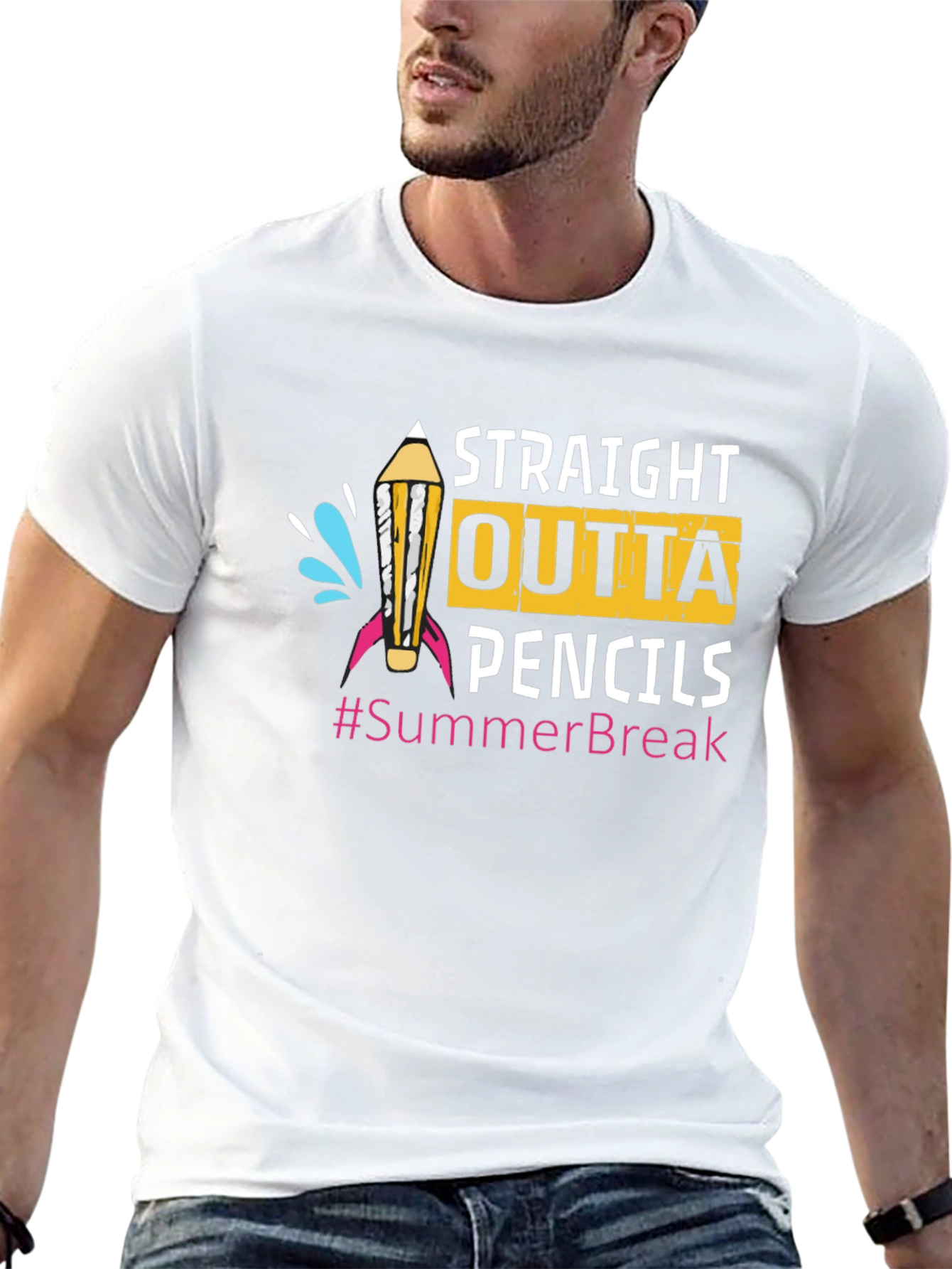 Black Straight Outta Pencils T-Shirt Summer Break Teacher view 13
